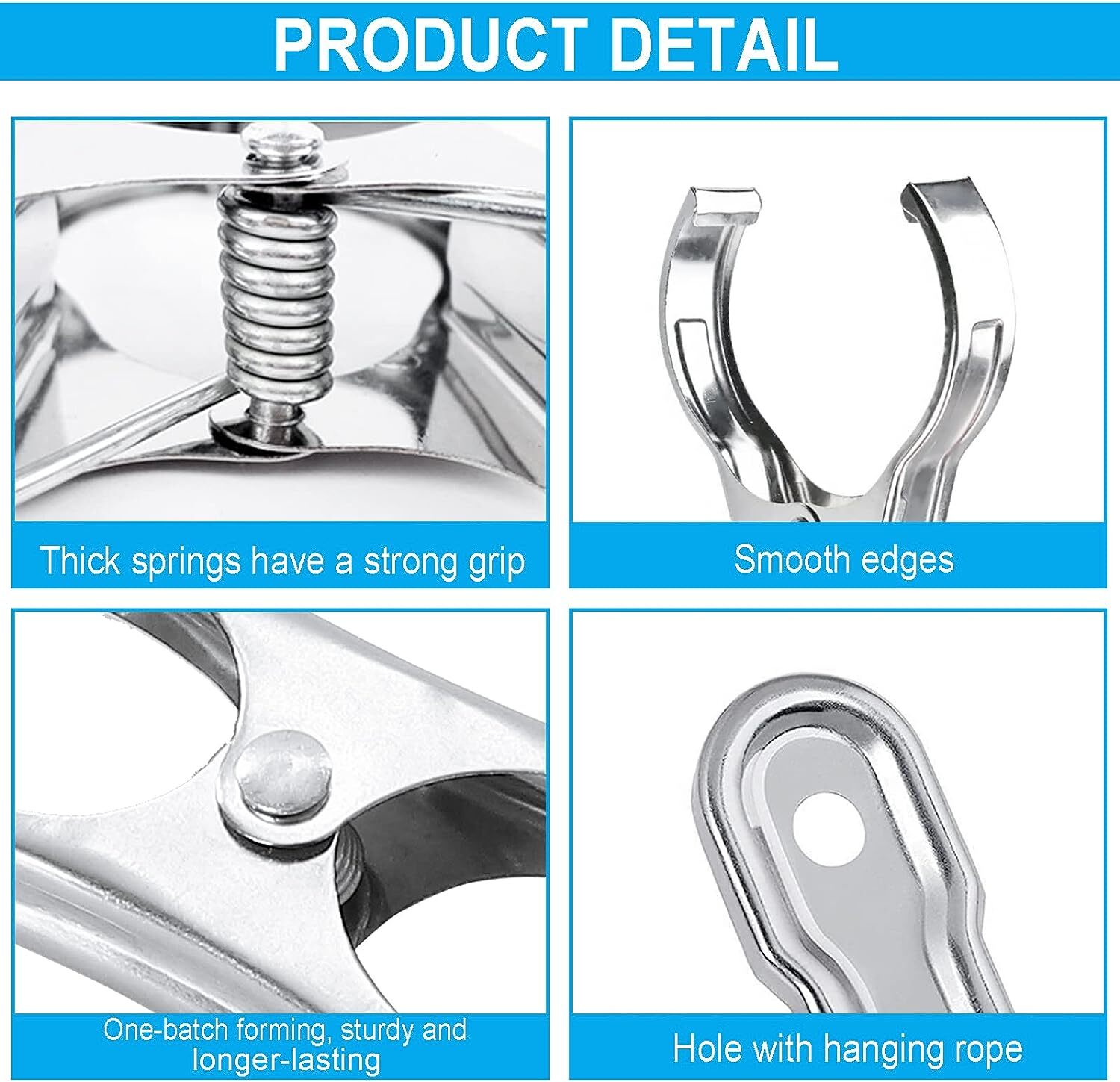 6x STAINLESS STEEL CLOTHES PEGS Laundry Clips Washing Line Clothespin 6