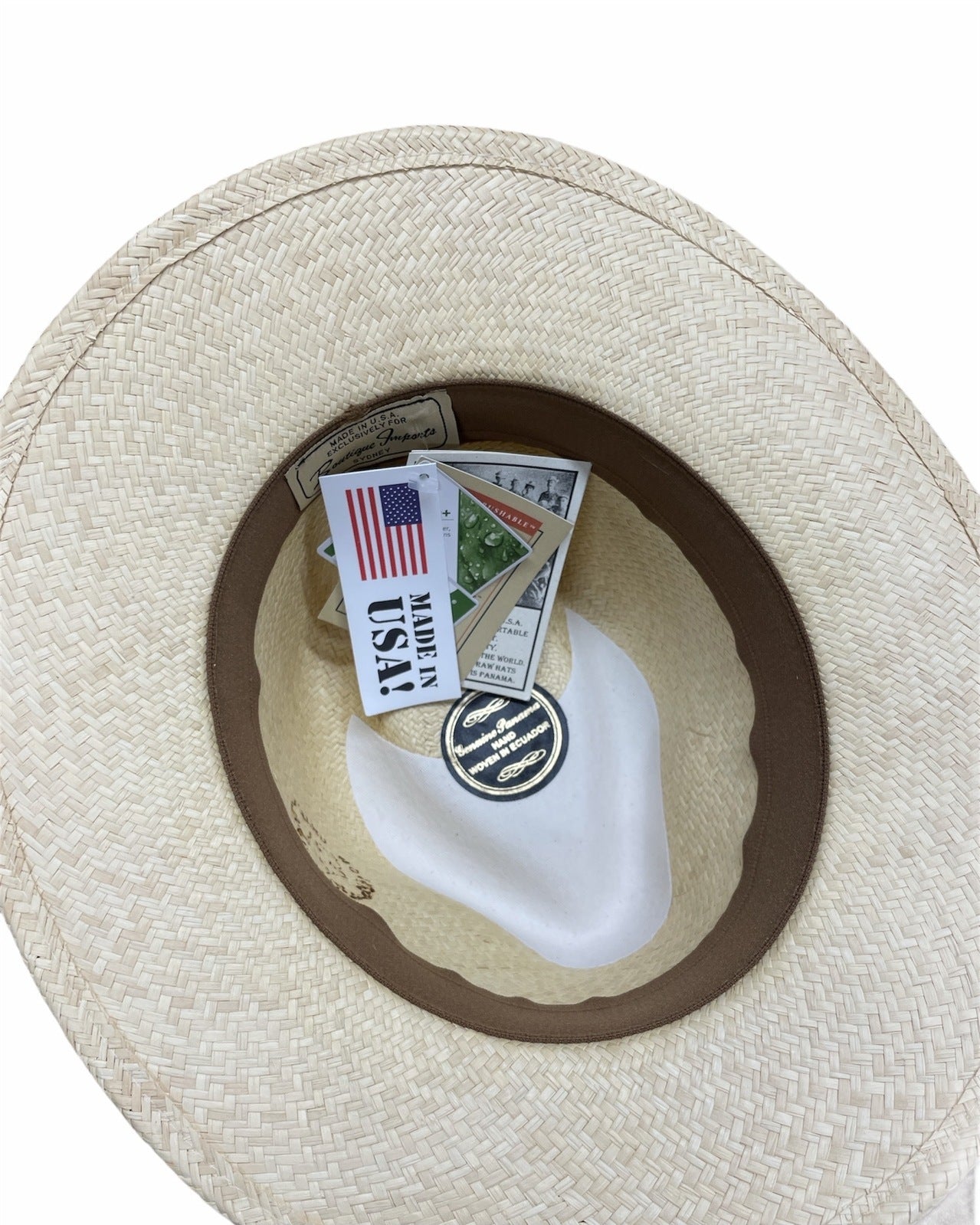 Hand Woven Panama Cooler Hat Summer Fedora Uncrushable Waterproof - Tan - Large (7 1/3 - 7 3/8) 3