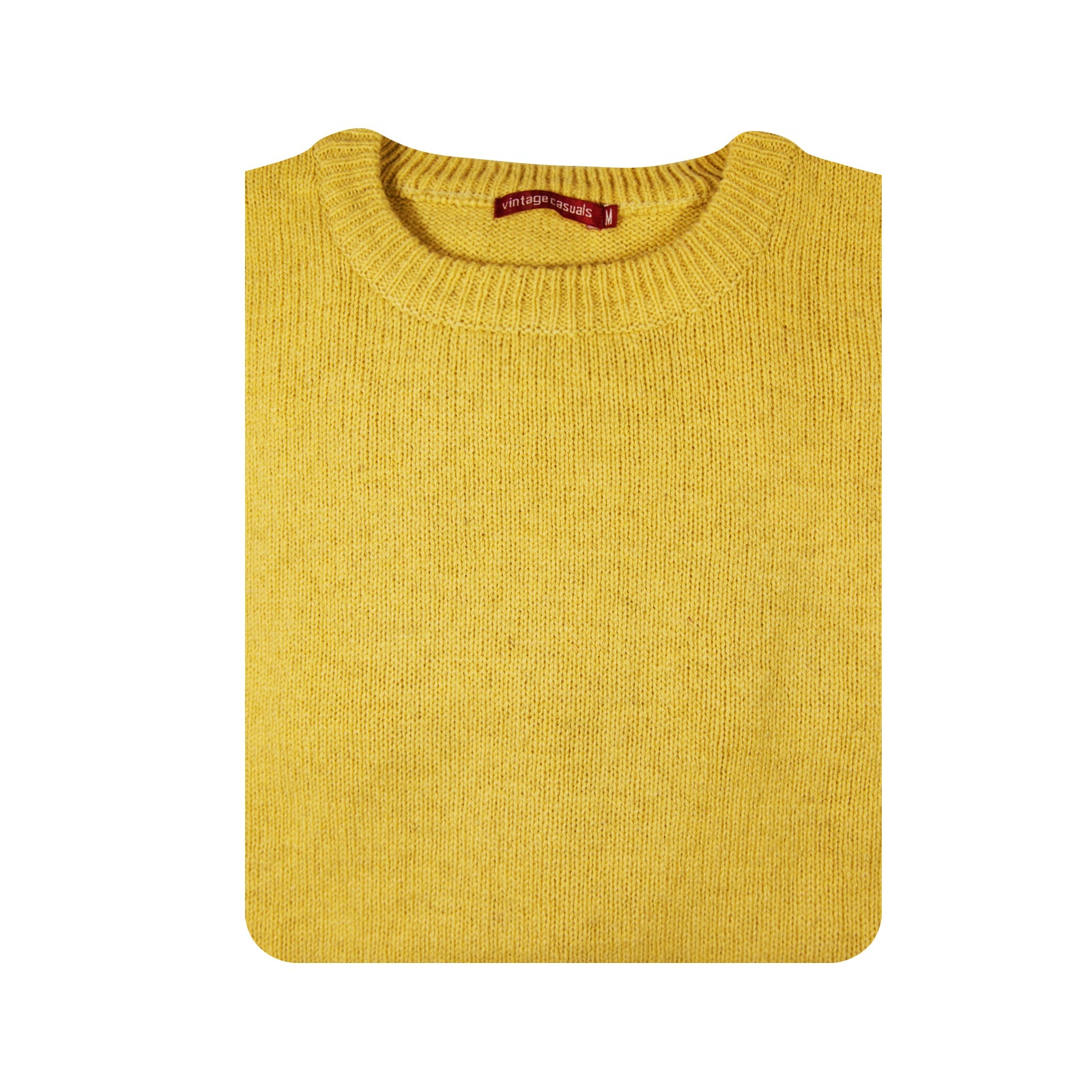 100% SHETLAND RAGG WOOL CREW Round Neck Knit JUMPER Pullover Mens Sweater Knitted - Corn (14) - M 4