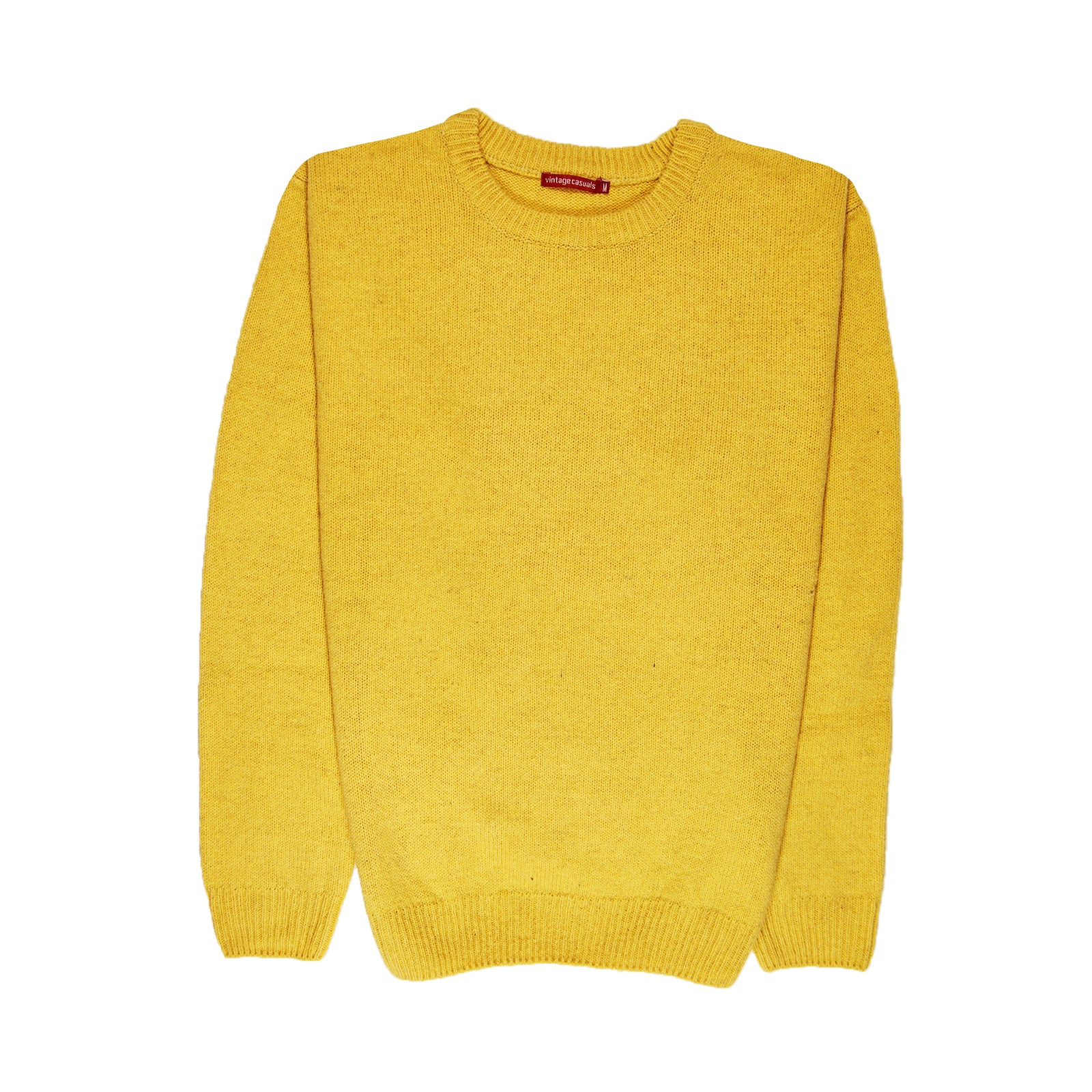 100% SHETLAND RAGG WOOL CREW Round Neck Knit JUMPER Pullover Mens Sweater Knitted - Corn (14) - M 5