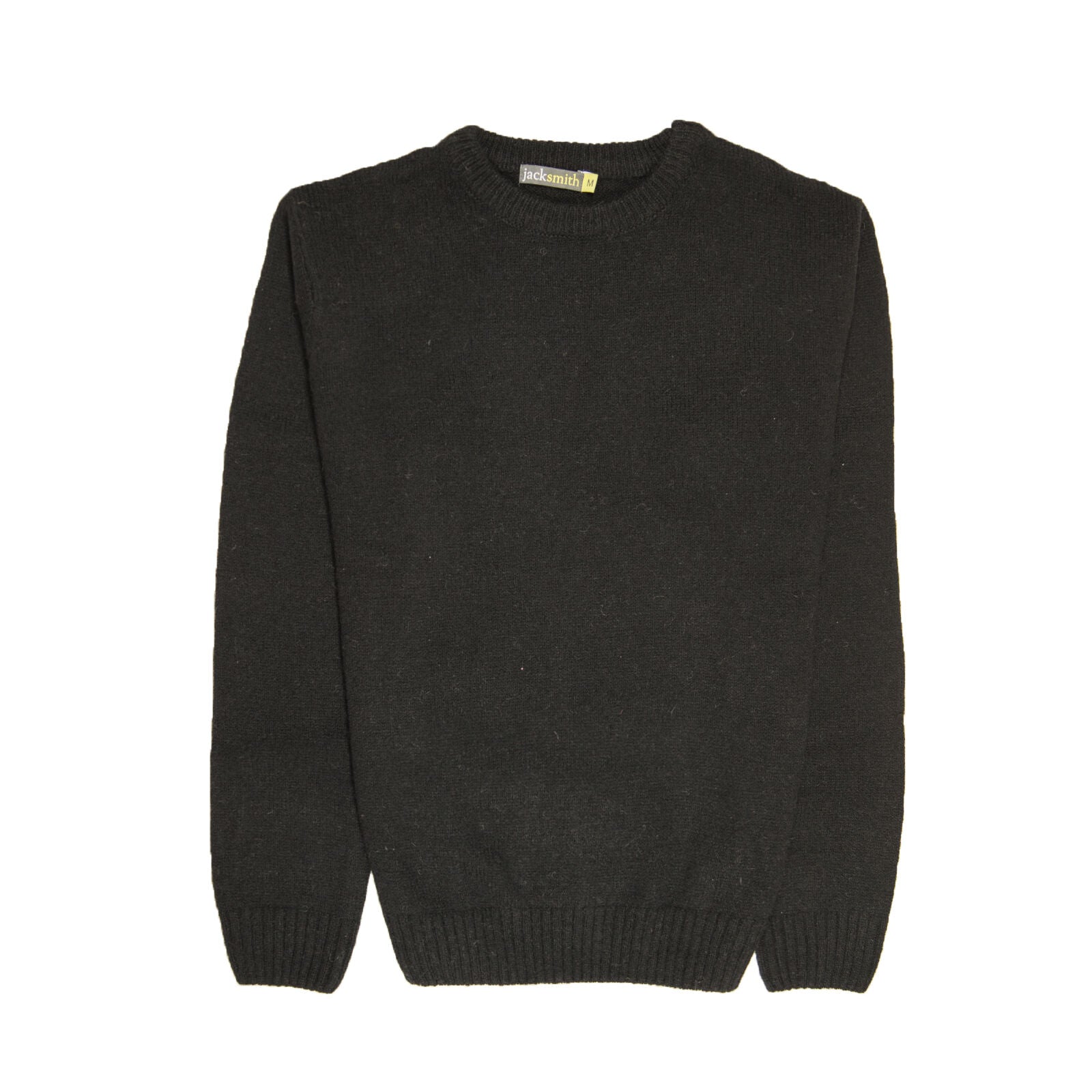 100% SHETLAND RAGG WOOL CREW Round Neck Knit JUMPER Pullover Mens Sweater Knitted - Plain Black - S 4