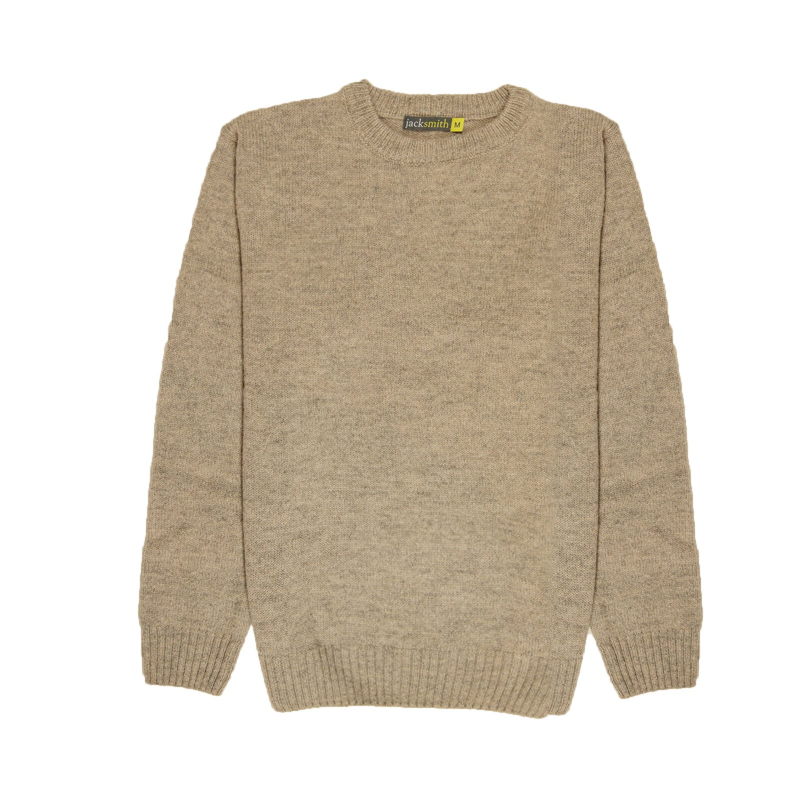 100% SHETLAND RAGG WOOL CREW Round Neck Knit JUMPER Pullover Mens Sweater Knitted - Beige - 6XL 6