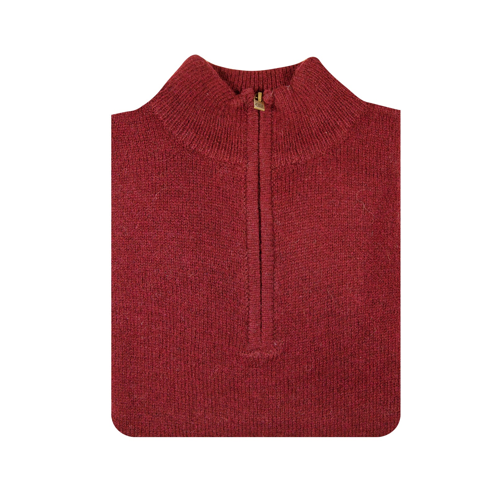 100% SHETLAND RAGG WOOL Half Zip Up Knit JUMPER Pullover Mens Sweater Knitted - Burgundy - S 5