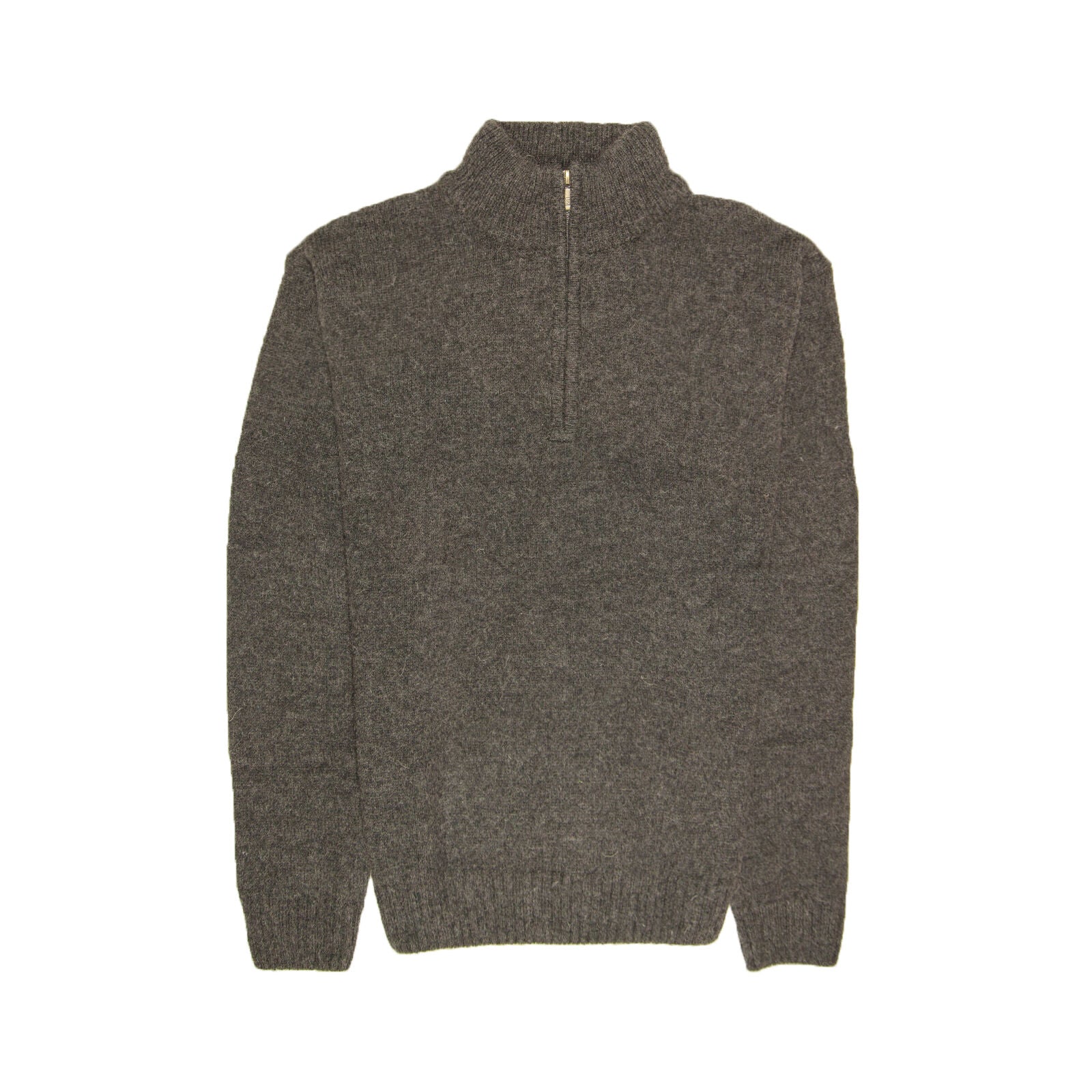 100% SHETLAND RAGG WOOL Half Zip Up Knit JUMPER Pullover Mens Sweater Knitted - Charcoal - 6XL 5