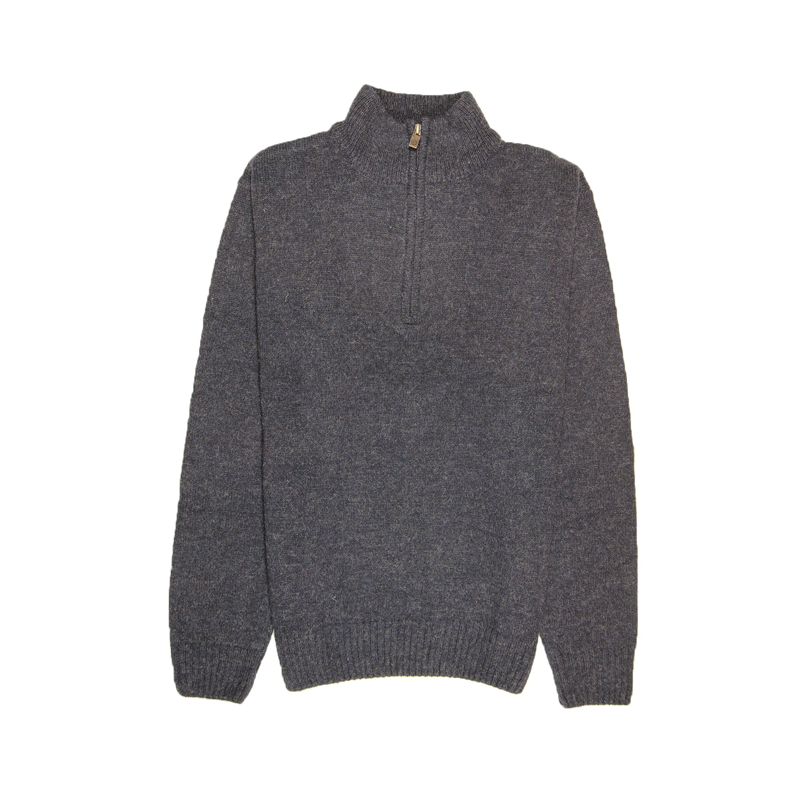 100% SHETLAND RAGG WOOL Half Zip Up Knit JUMPER Pullover Mens Sweater Knitted - Denim Blue (45) - 3XL - XXL 5