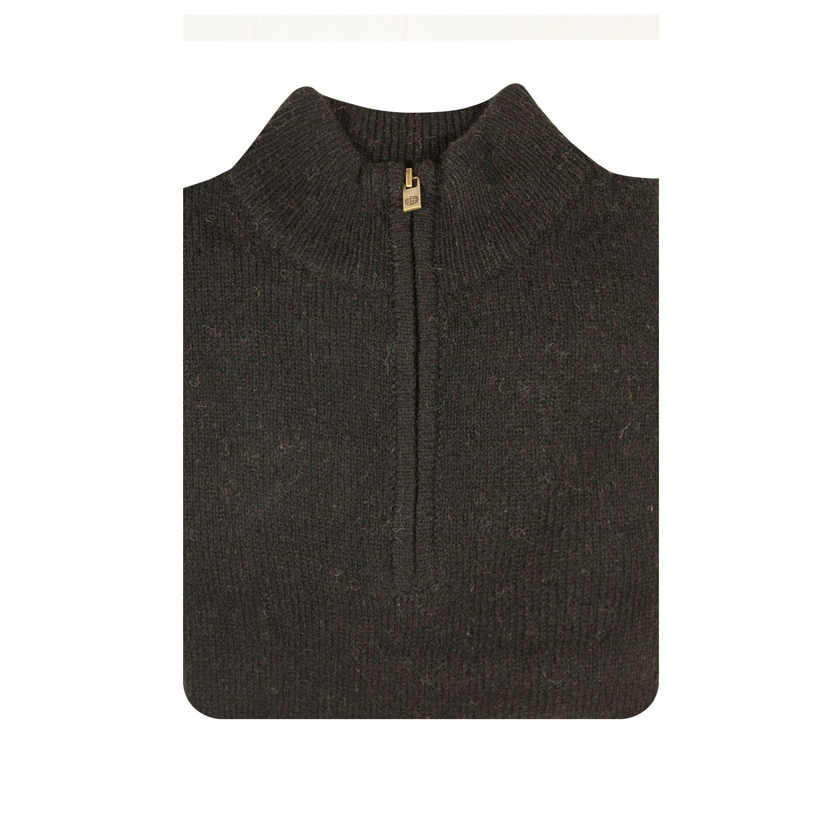 100% SHETLAND RAGG WOOL Half Zip Up Knit JUMPER Pullover Mens Sweater Knitted - Plain Black - M 4