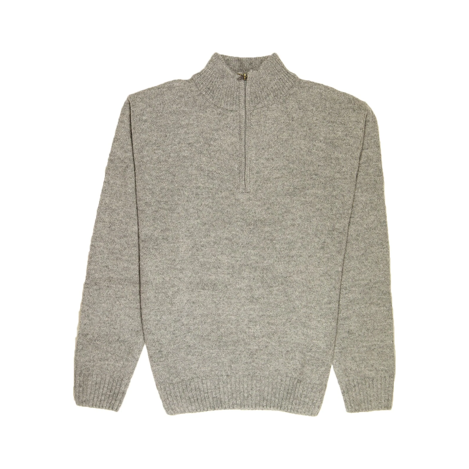100% SHETLAND RAGG WOOL Half Zip Up Knit JUMPER Pullover Mens Sweater Knitted - Grey - M 5