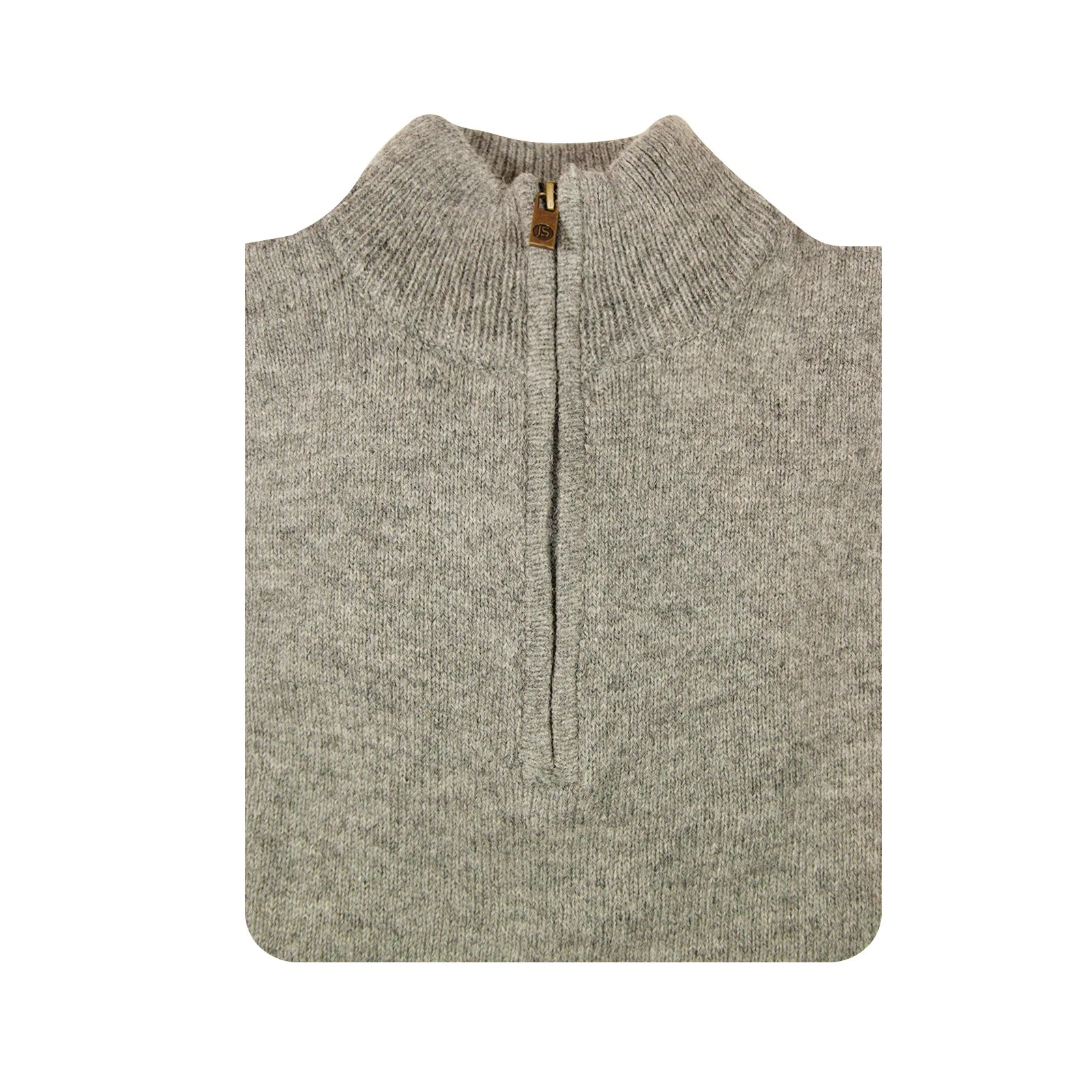100% SHETLAND RAGG WOOL Half Zip Up Knit JUMPER Pullover Mens Sweater Knitted - Grey - M 6