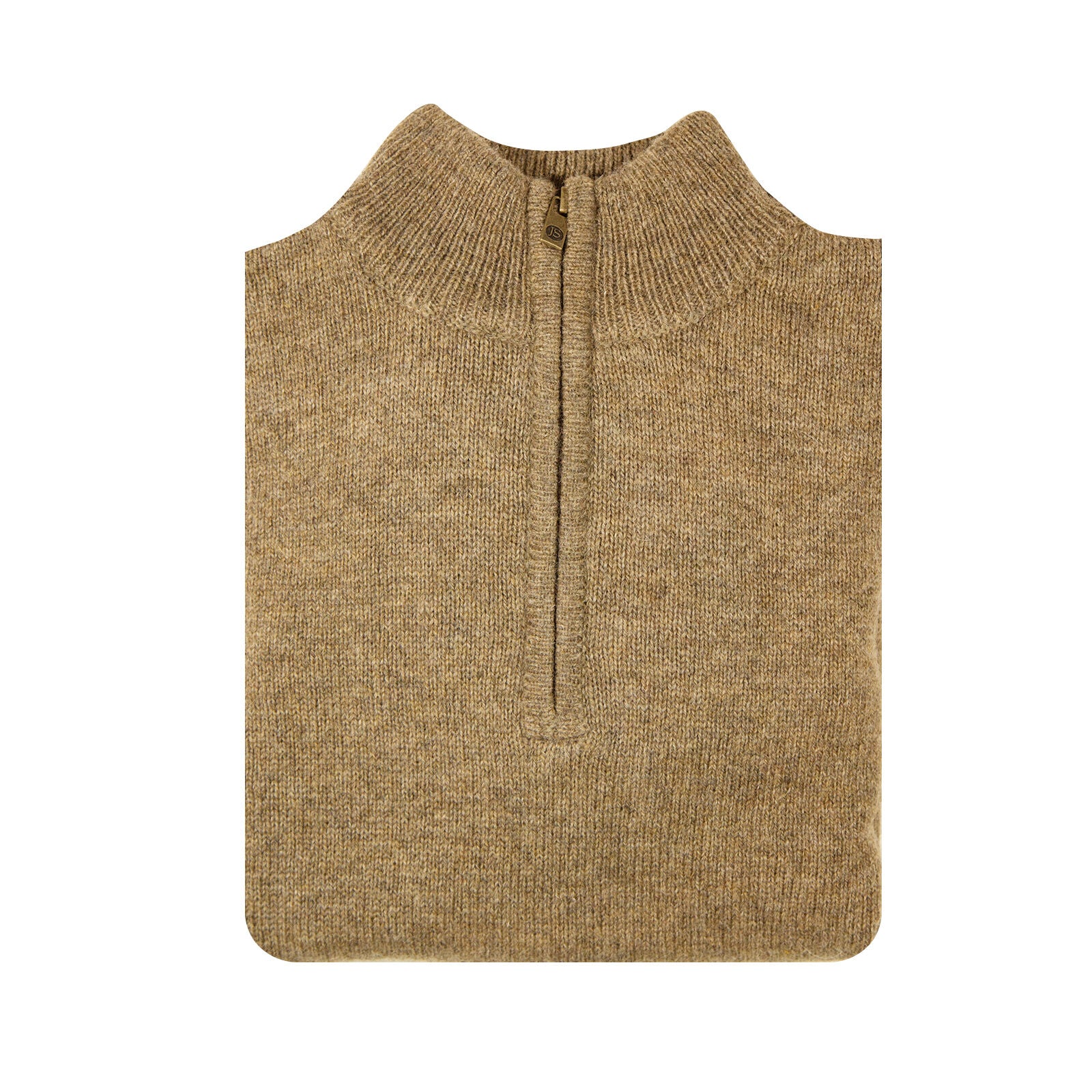 100% SHETLAND RAGG WOOL Half Zip Up Knit JUMPER Pullover Mens Sweater Knitted - Nutmeg - 4XL 4