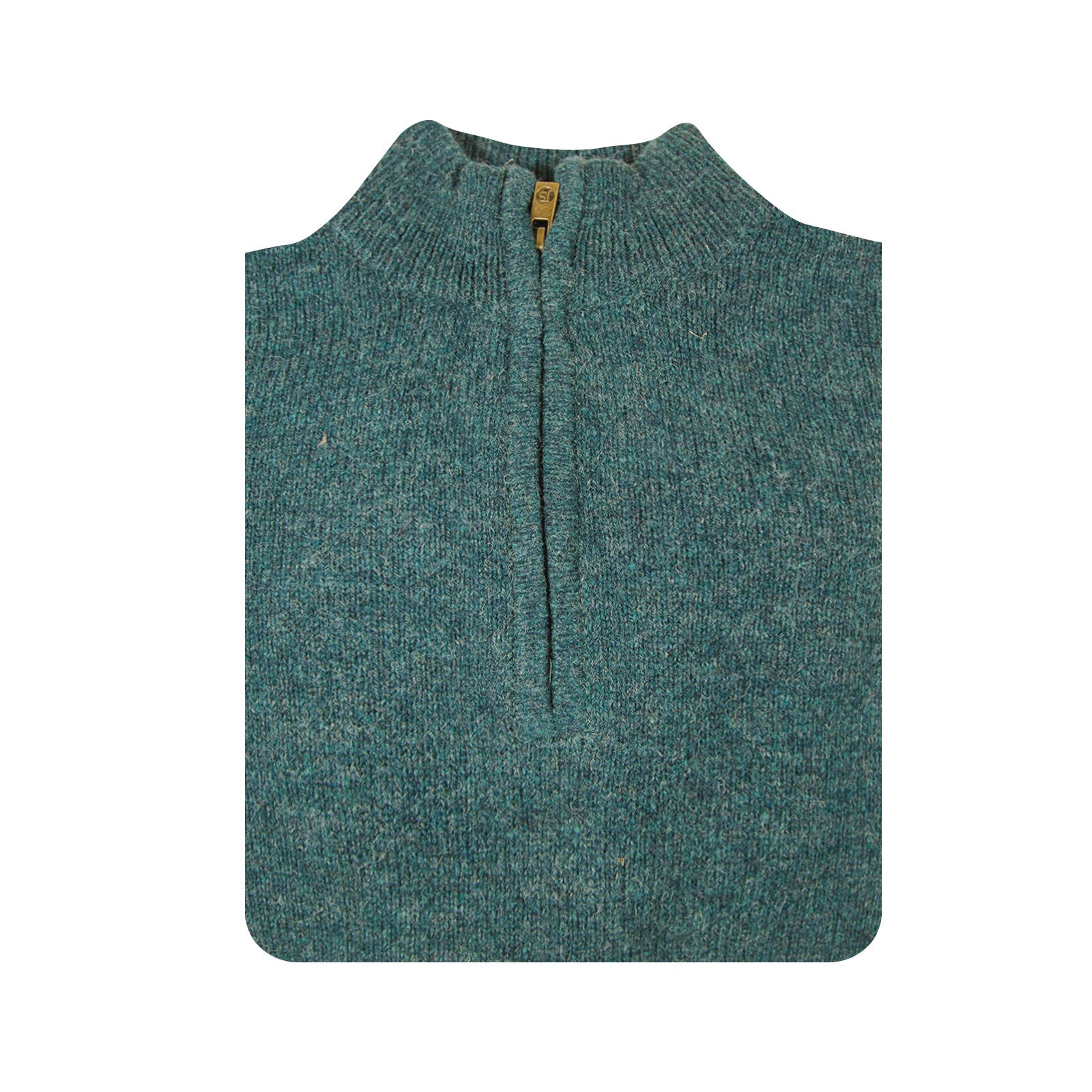 100% SHETLAND RAGG WOOL Half Zip Up Knit JUMPER Pullover Mens Sweater Knitted - Sherwood - 5XL 5
