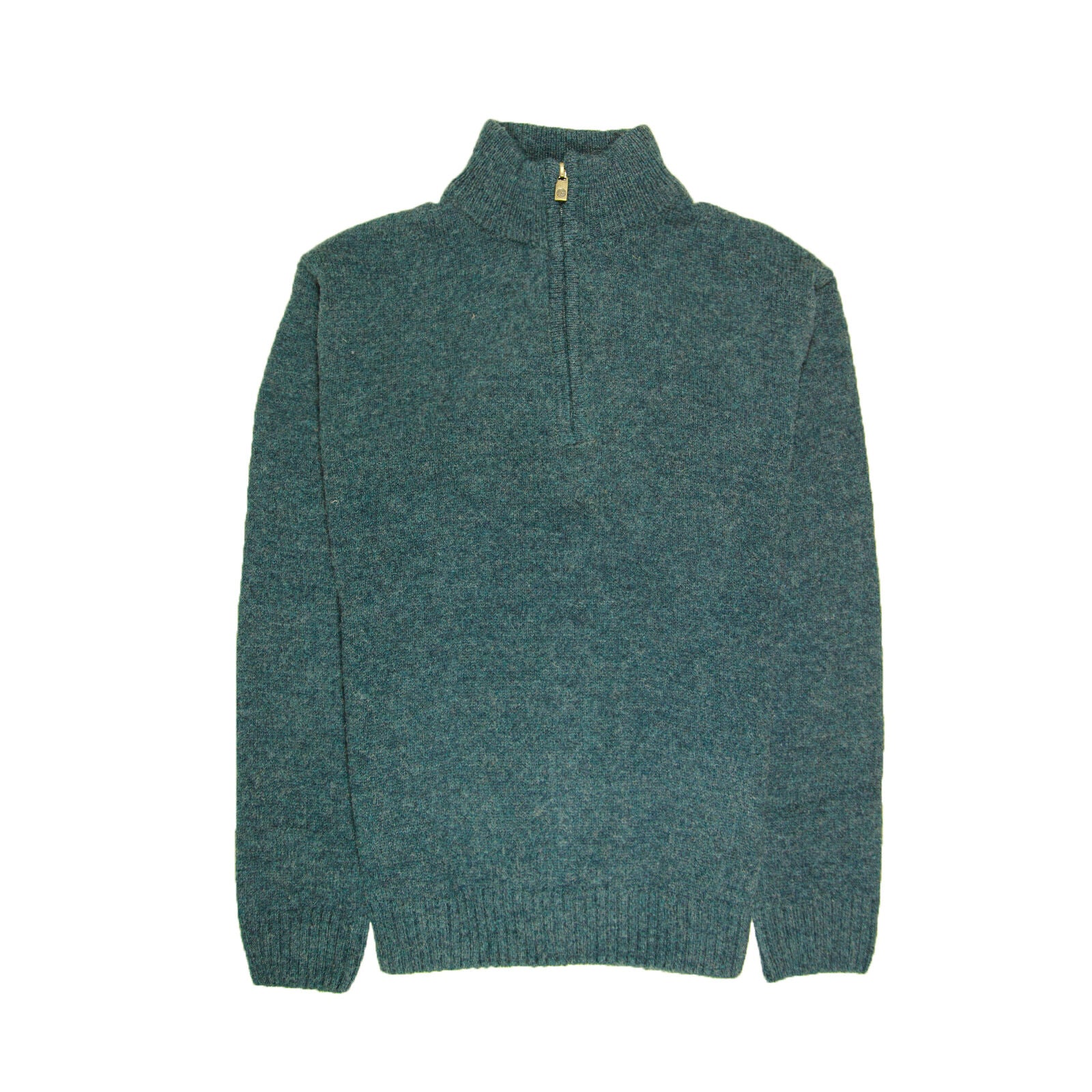 100% SHETLAND RAGG WOOL Half Zip Up Knit JUMPER Pullover Mens Sweater Knitted - Sherwood - 5XL 6