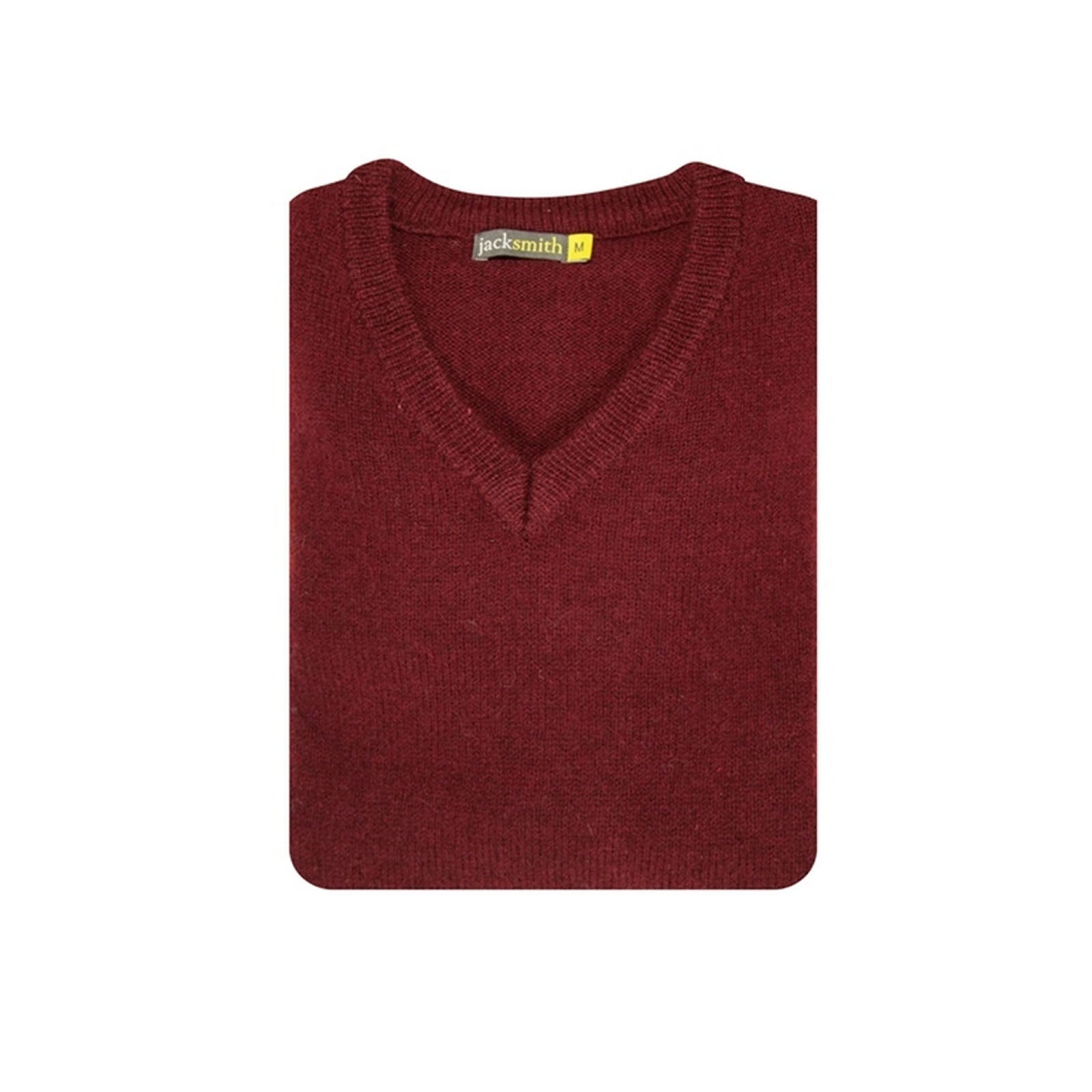 100% Shetland Ragg Wool V Neck Knit Jumper Pullover Mens Sweater Knitted - Burgundy - 3XL 4