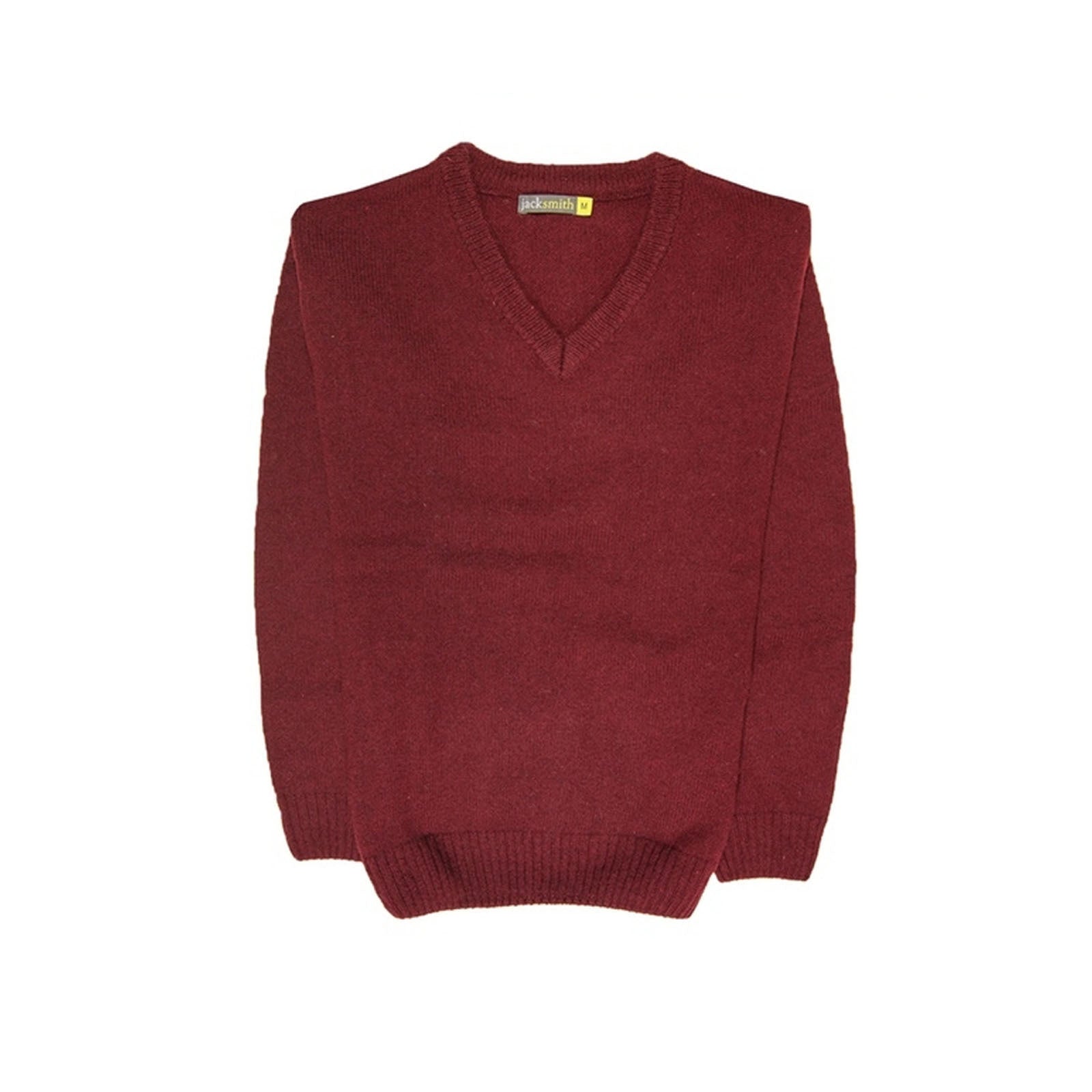 100% Shetland Ragg Wool V Neck Knit Jumper Pullover Mens Sweater Knitted - Burgundy - XXL 6