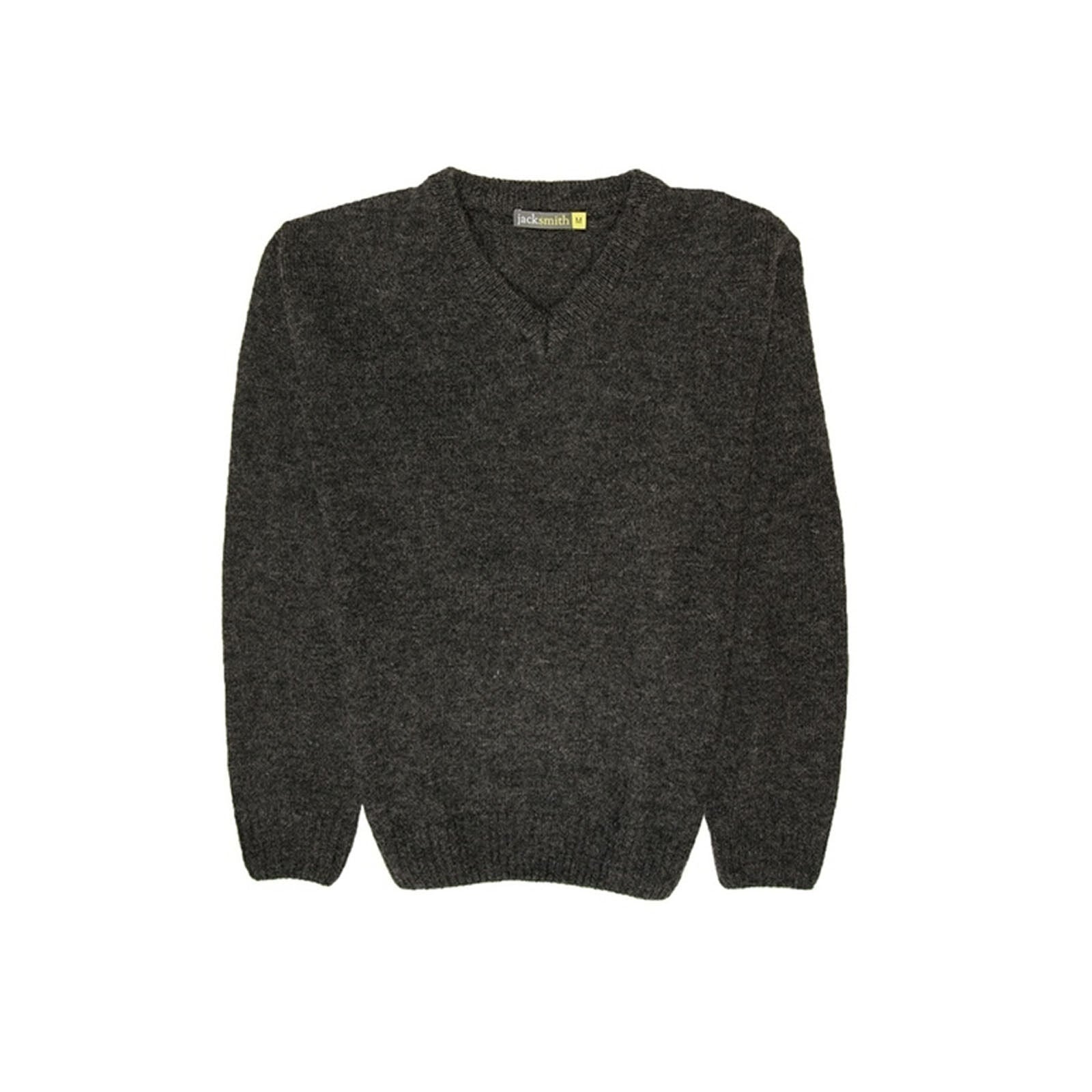 100% Shetland Ragg Wool V Neck Knit Jumper Pullover Mens Sweater Knitted - Charcoal - 6XL 6