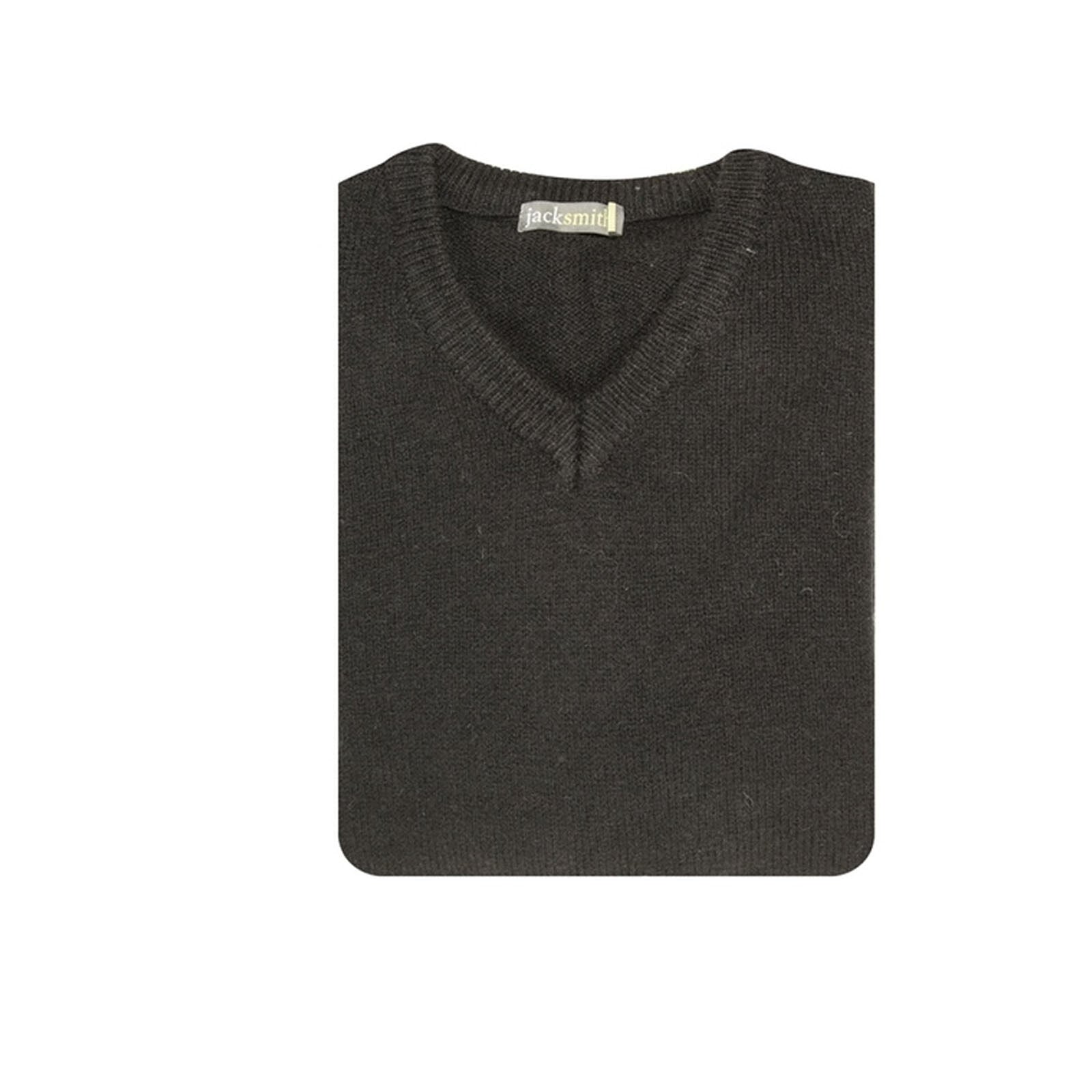 100% Shetland Ragg Wool V Neck Knit Jumper Pullover Mens Sweater Knitted - Plain Black - XXL 5
