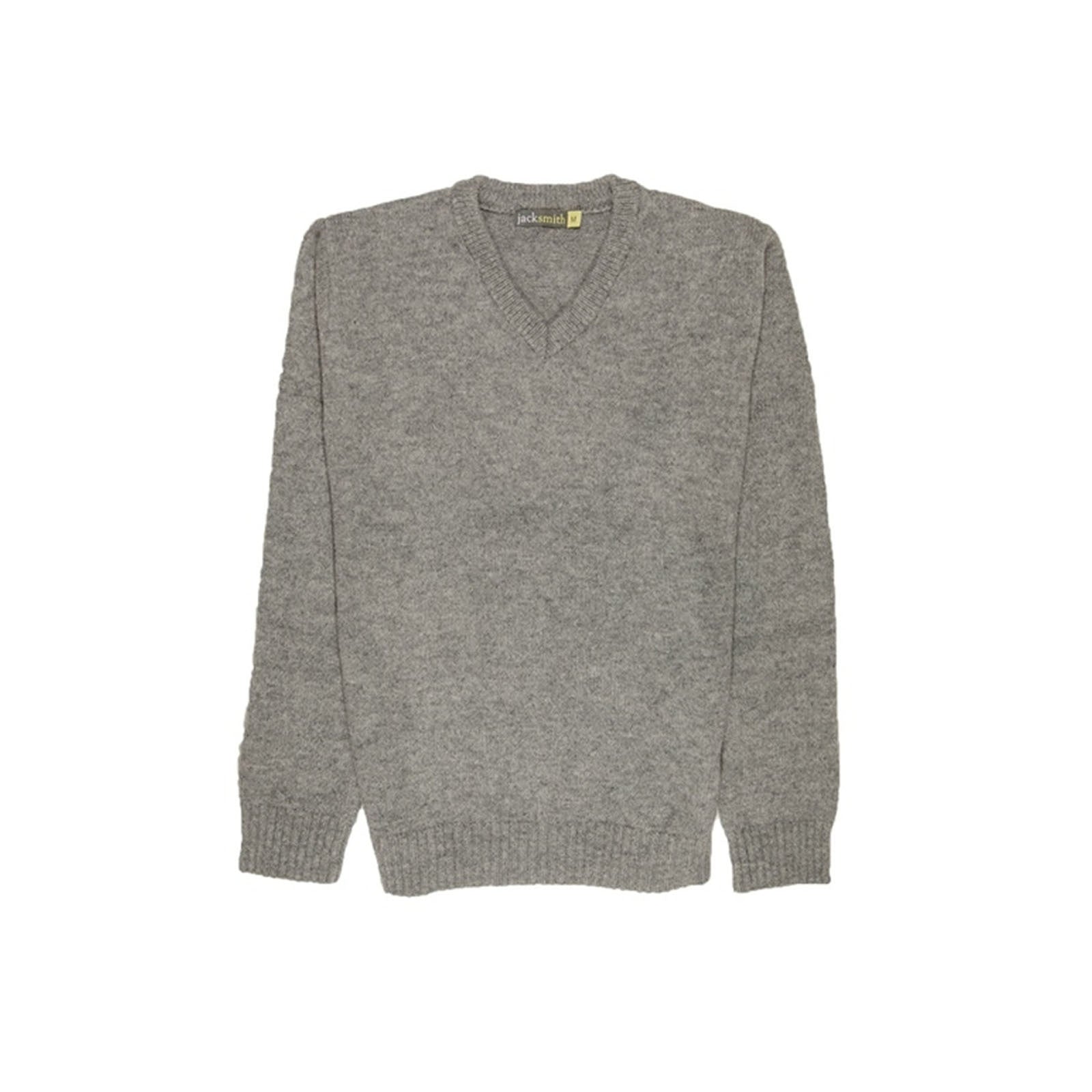 100% Shetland Ragg Wool V Neck Knit Jumper Pullover Mens Sweater Knitted - Grey - XL 6