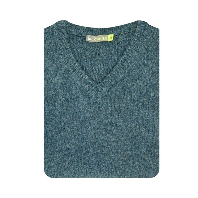 100% Shetland Ragg Wool V Neck Knit Jumper Pullover Mens Sweater Knitted - Sherwood - M 5