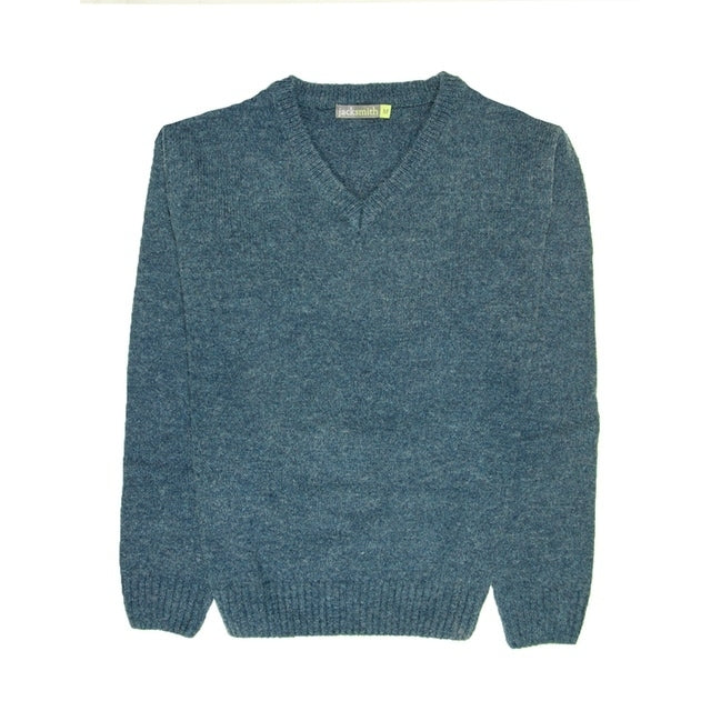 100% Shetland Ragg Wool V Neck Knit Jumper Pullover Mens Sweater Knitted - Sherwood - M 6