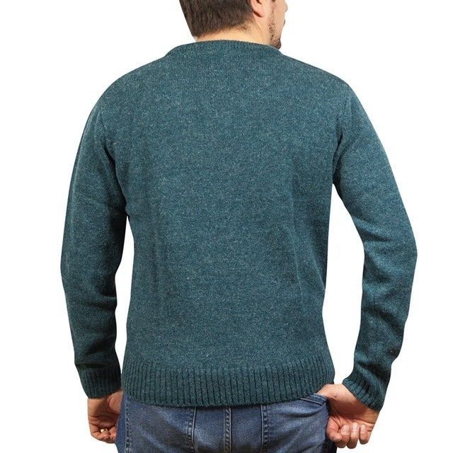 100% Shetland Ragg Wool V Neck Knit Jumper Pullover Mens Sweater Knitted - Sherwood - S 4