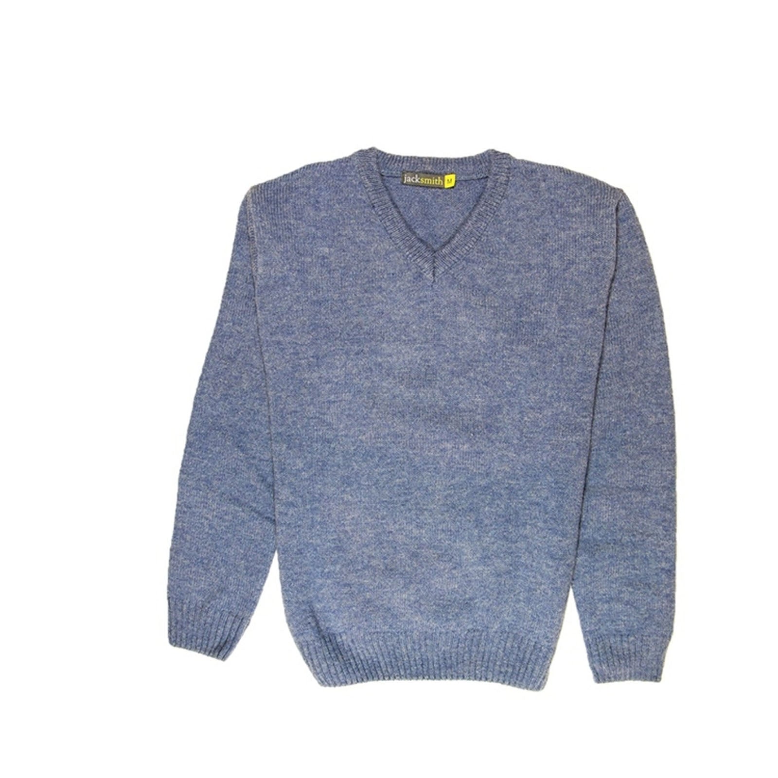 100% Shetland Ragg Wool V Neck Knit Jumper Pullover Mens Sweater Knitted - Sky - XL 6