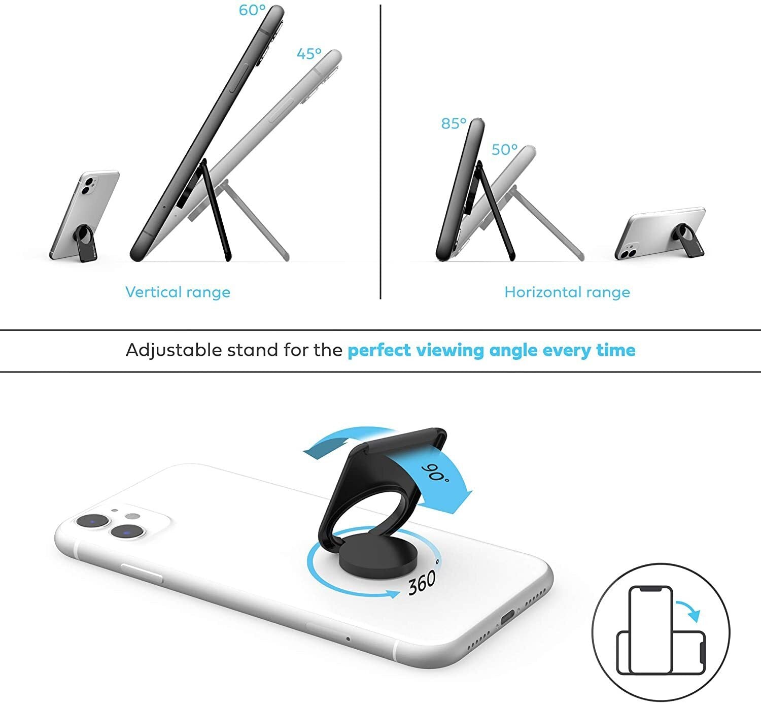 phonetag - Multi-View Phone Stand with Magnetic Ring Holder Universal (Rose Gold) 4