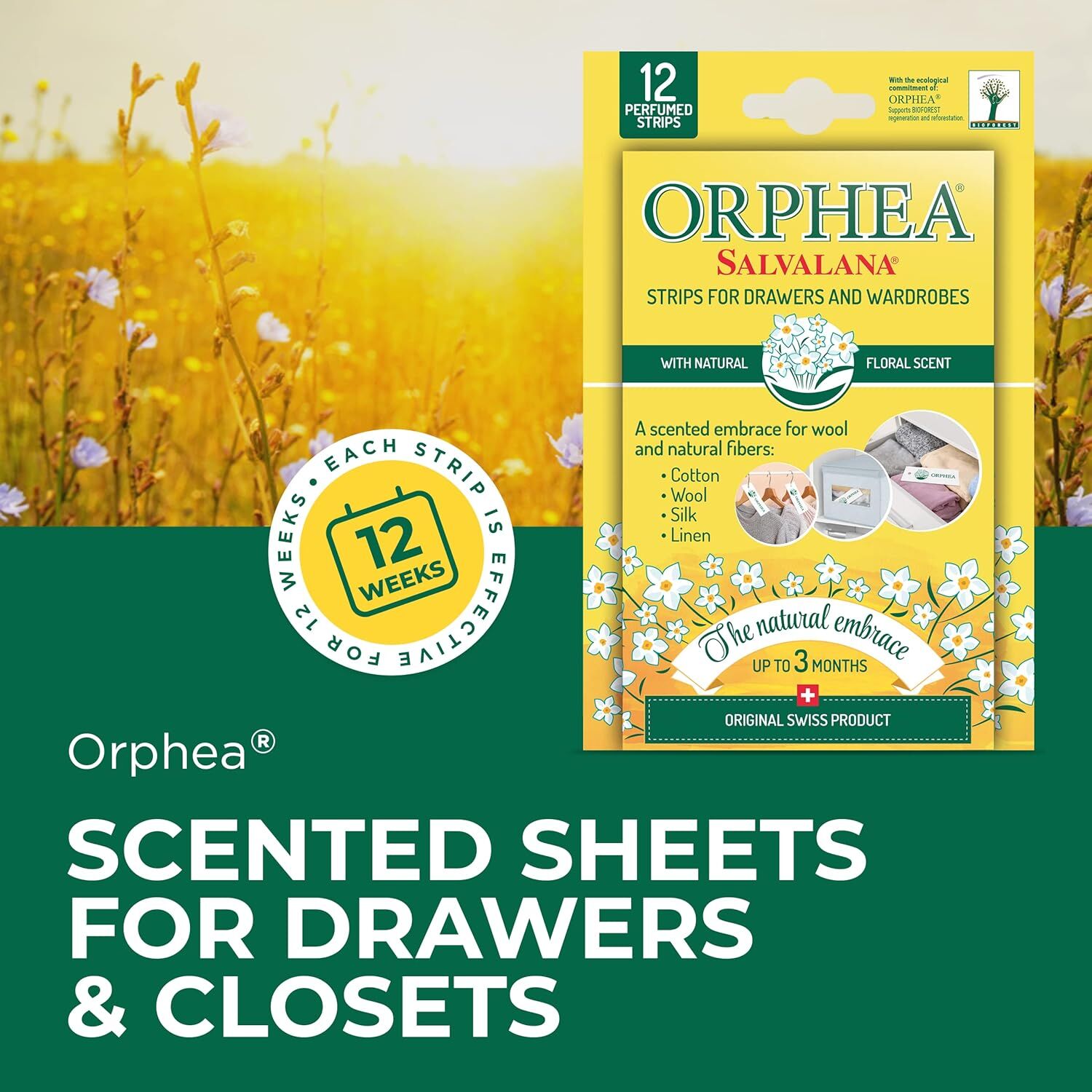 Orphea 12pcs Clothes Protector Natural Flower Floral Scented Strips for Drawers/Closets 4