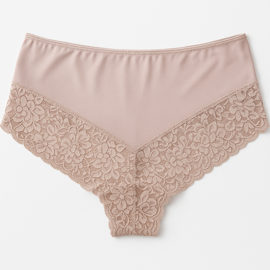 Womens Lace Boyshort Boyleg Full Briefs Underwear Undies in Beige - 12 3