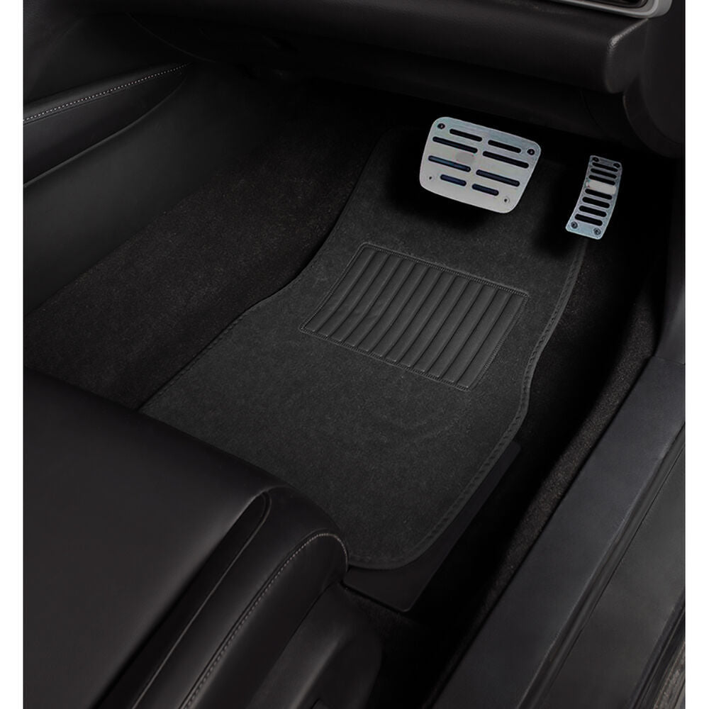 4pcs Car Floor Mats Front Rear Rubber Black Universal Fit Carpet Set Heavy Duty 3