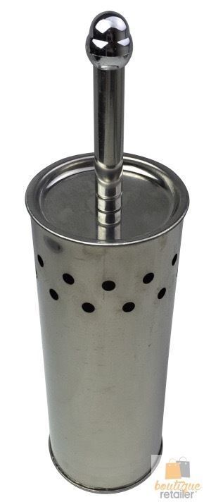 Toilet Brush Holder Metal Stainless Steel Bathroom Set Handle Round Cover Clean 4