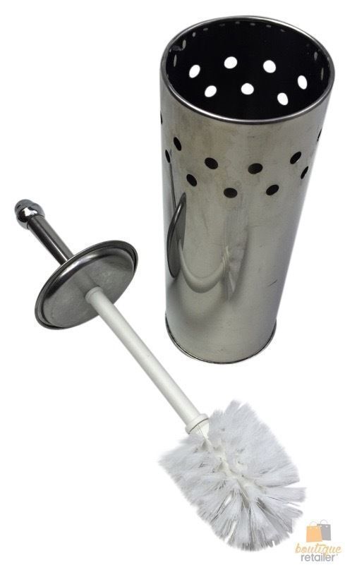Toilet Brush Holder Metal Stainless Steel Bathroom Set Handle Round Cover Clean 8