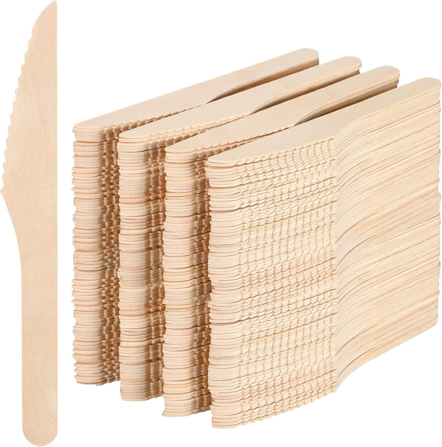 1800pcs 16.5cm Disposable Wooden Knives - Eco Friendly Cutlery - Extra Strong (Bulk)