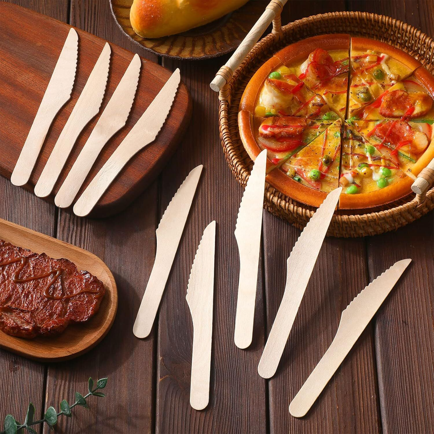 1800pcs 16.5cm Disposable Wooden Knives - Eco Friendly Cutlery - Extra Strong (Bulk) 4