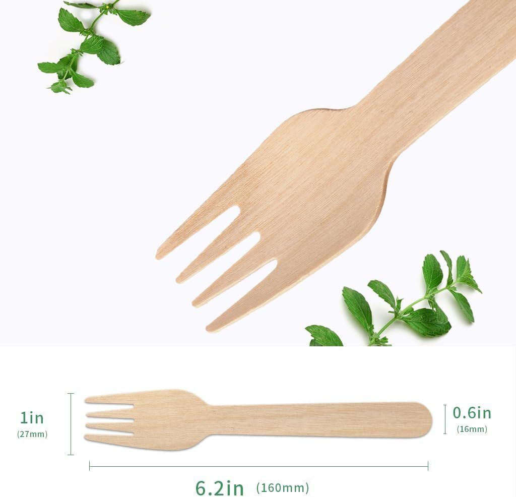 2400pcs Disposable Wooden Forks Eco Friendly Cutlery Extra Strong Bulk 6