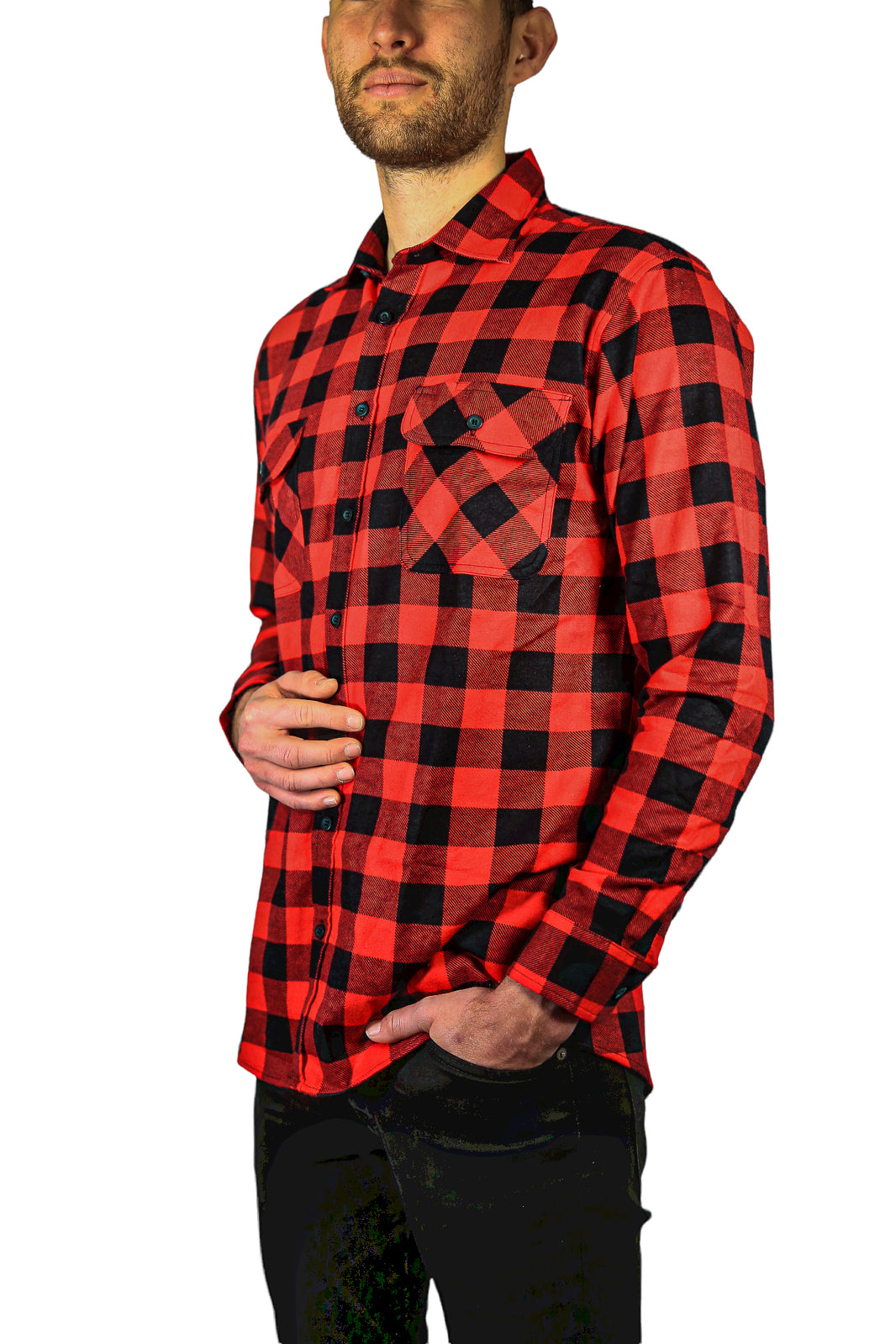 Jacksmith Quilted Flannelette Shirt Mens Jacket 100% Cotton Padded Warm Winter Flannel - Red/Black - 6XL 4