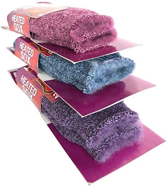 3 Pair Womens THICK THERMAL HEATED SOCKS Warm Winter Comfort Work Sox Ski Ladies 5