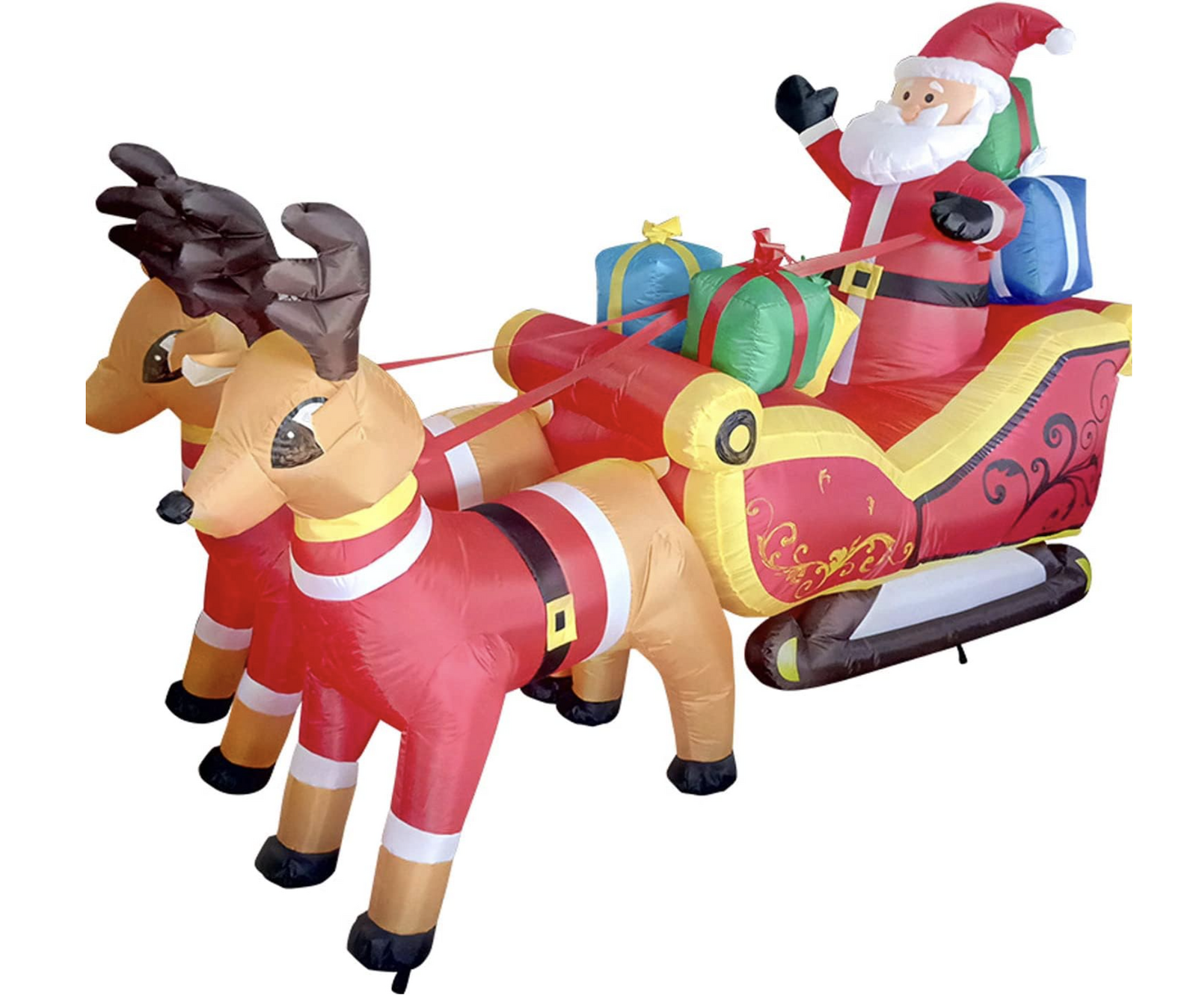 320cm Xmas Father Christmas Charm Santa Sleigh With Reindeer + LED Lights Inflatable 4