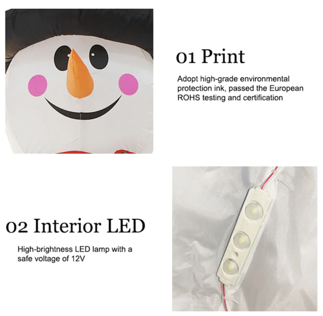 320cm Xmas Father Christmas Charm Santa Sleigh With Reindeer + LED Lights Inflatable 5