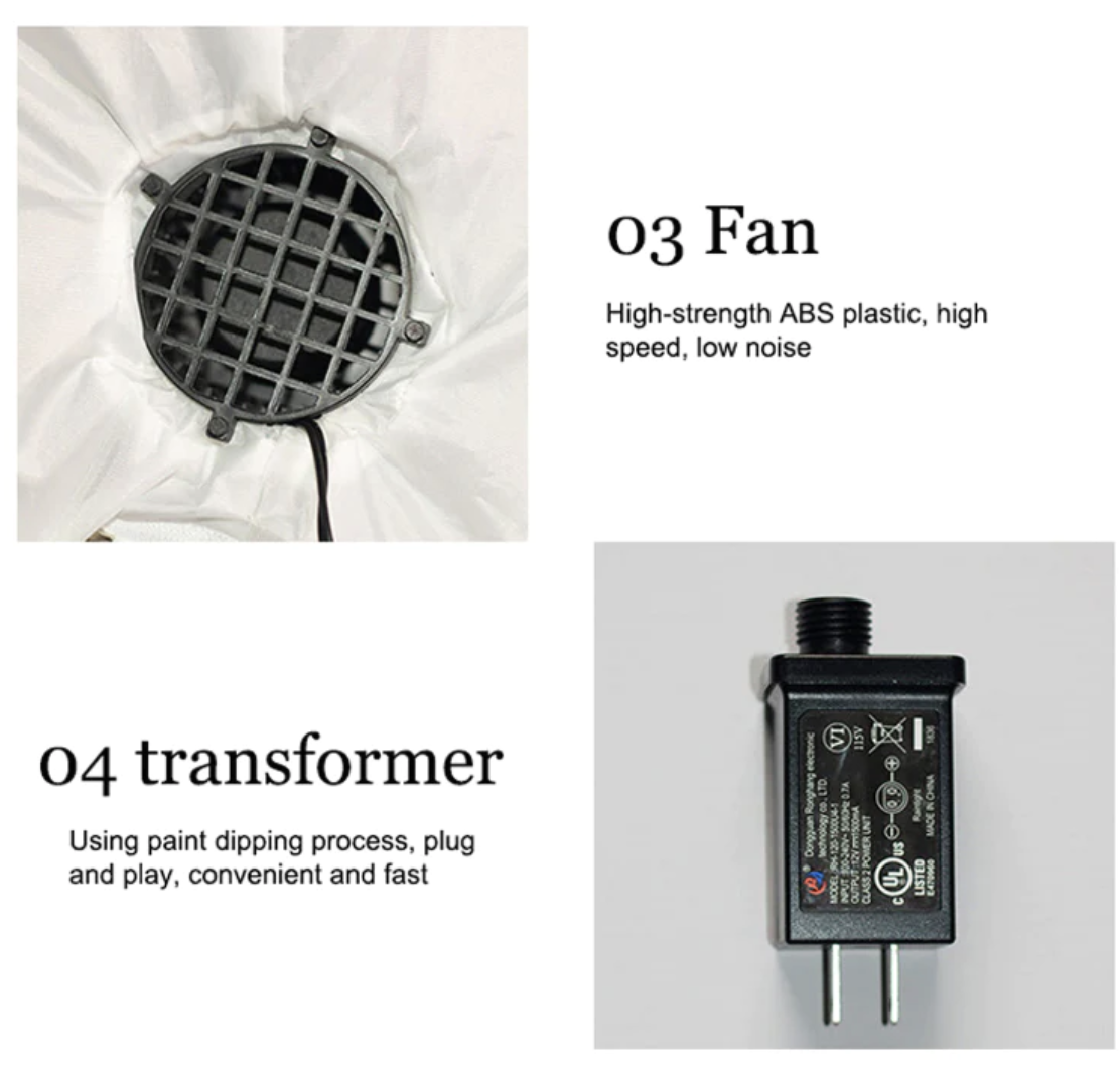 320cm Xmas Father Christmas Charm Santa Sleigh With Reindeer + LED Lights Inflatable 6