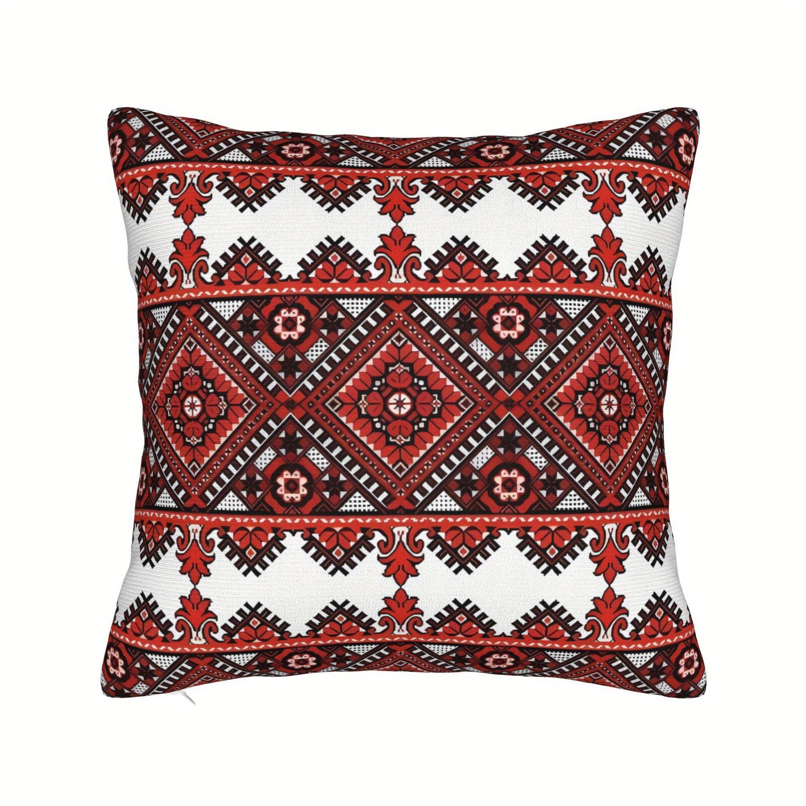 Ukrainian Square Cushion Pillow Cover – Traditional Print Folk w/ Zipper (45x45cm)