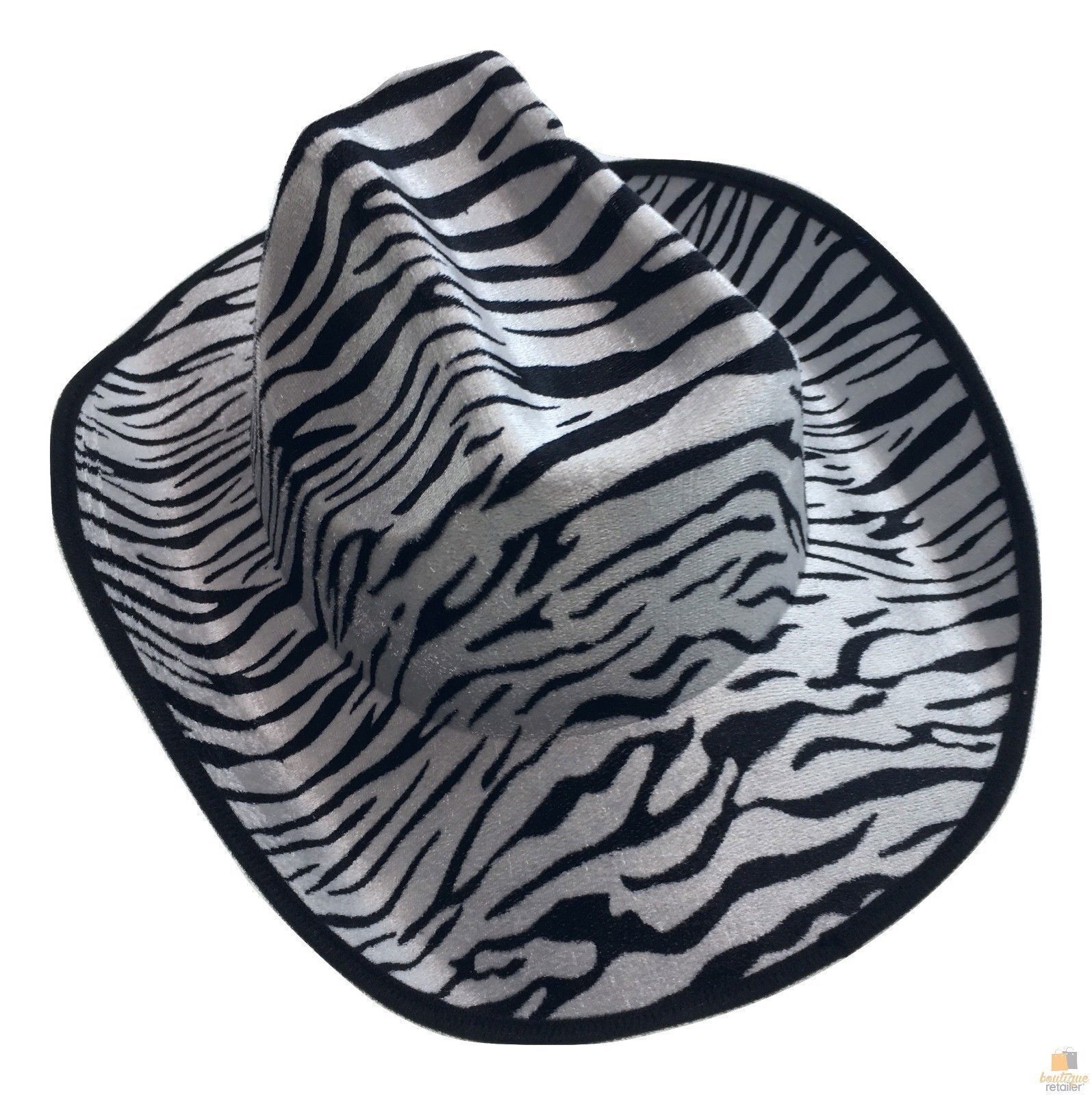 ZEBRA HAT Adult Cowboy Print Wild West Costume Party Fancy Dress Fedora 3