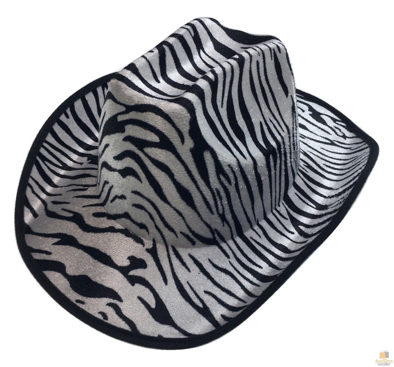 ZEBRA HAT Adult Cowboy Print Wild West Costume Party Fancy Dress Fedora 5