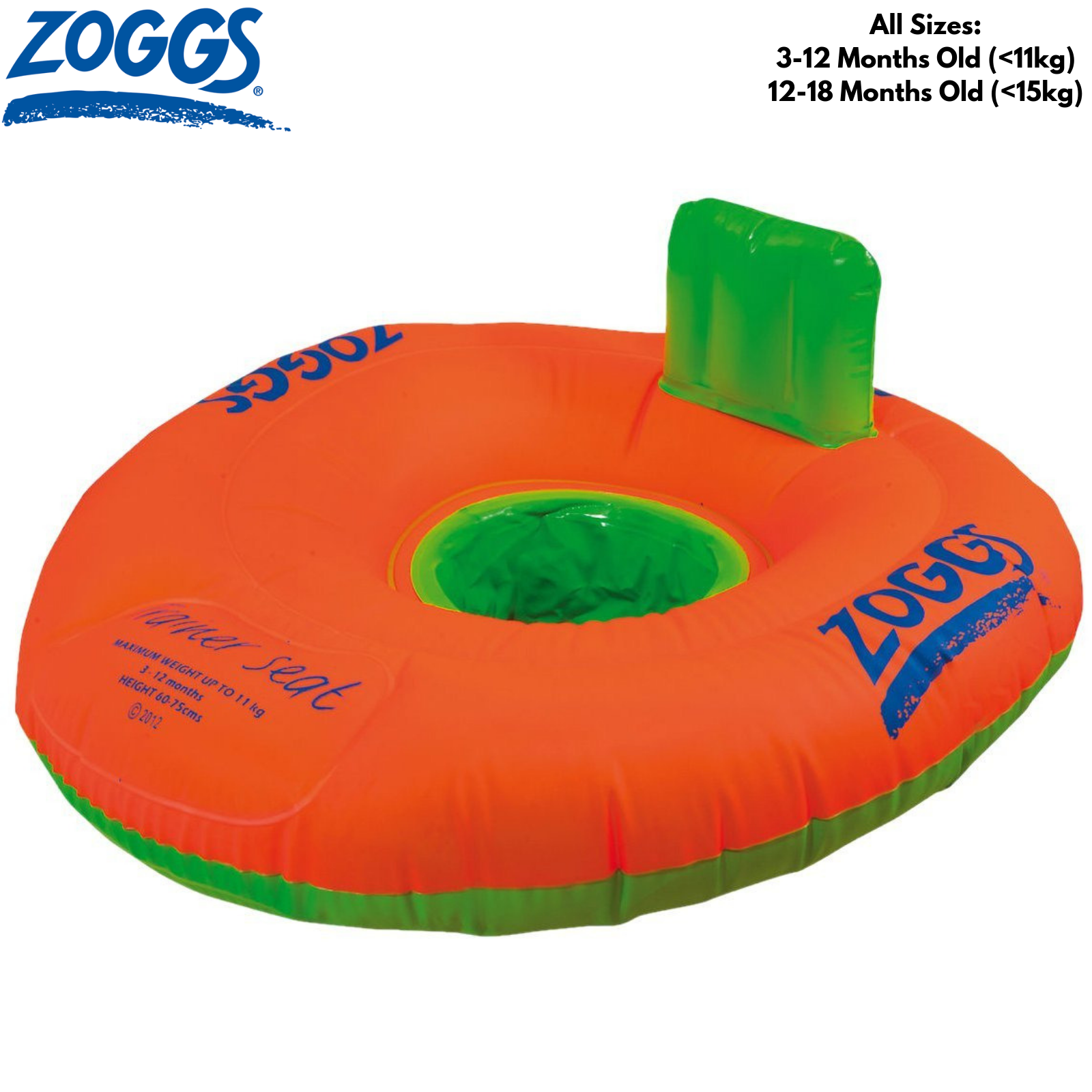 ZOGGS Stage 1 Trainer Seat Childrens Swimming Floatie Zoggy Kids Learn Training Inflatable - 3-12 Months Old 3