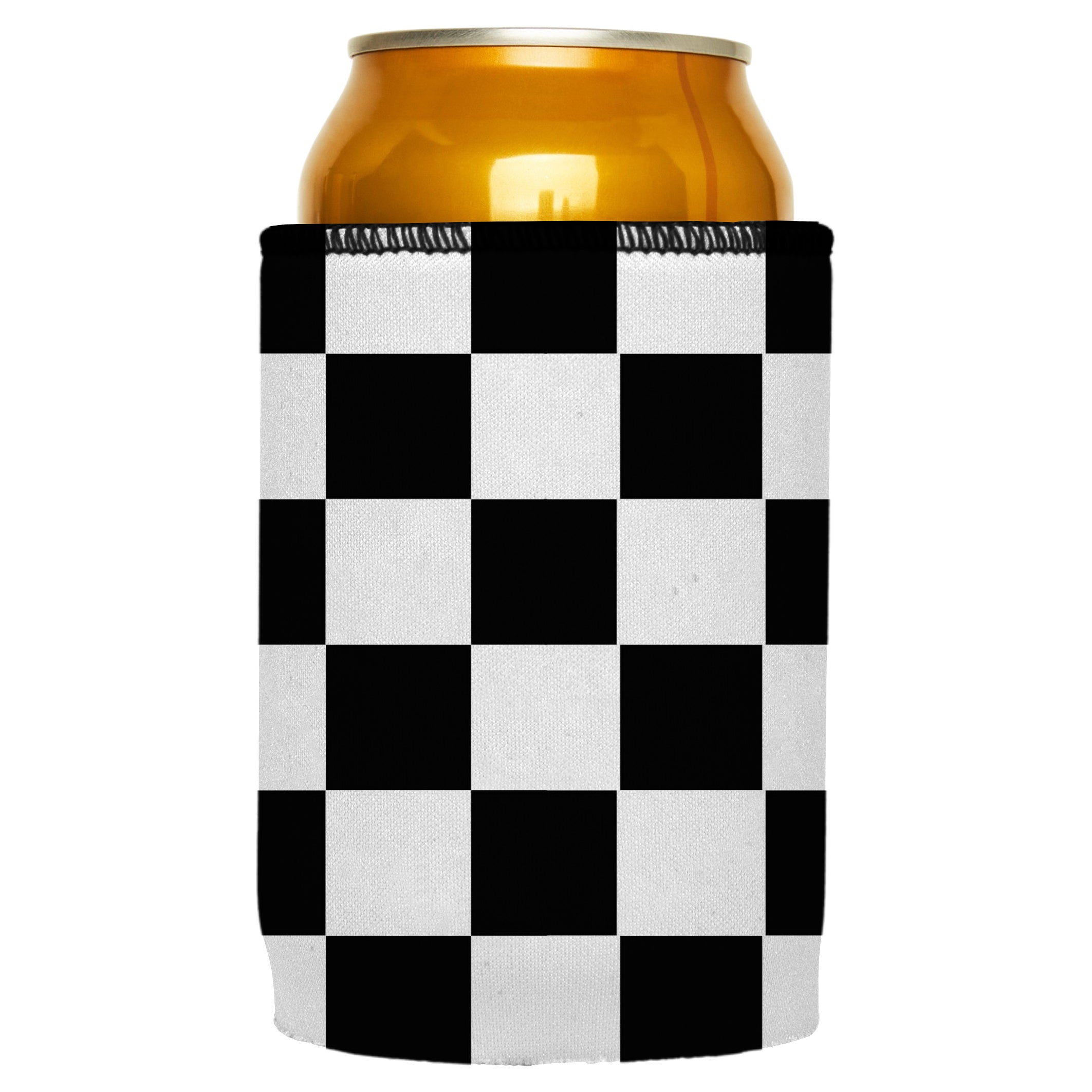 Large Checkerboard Stubby Cooler - Standard 6