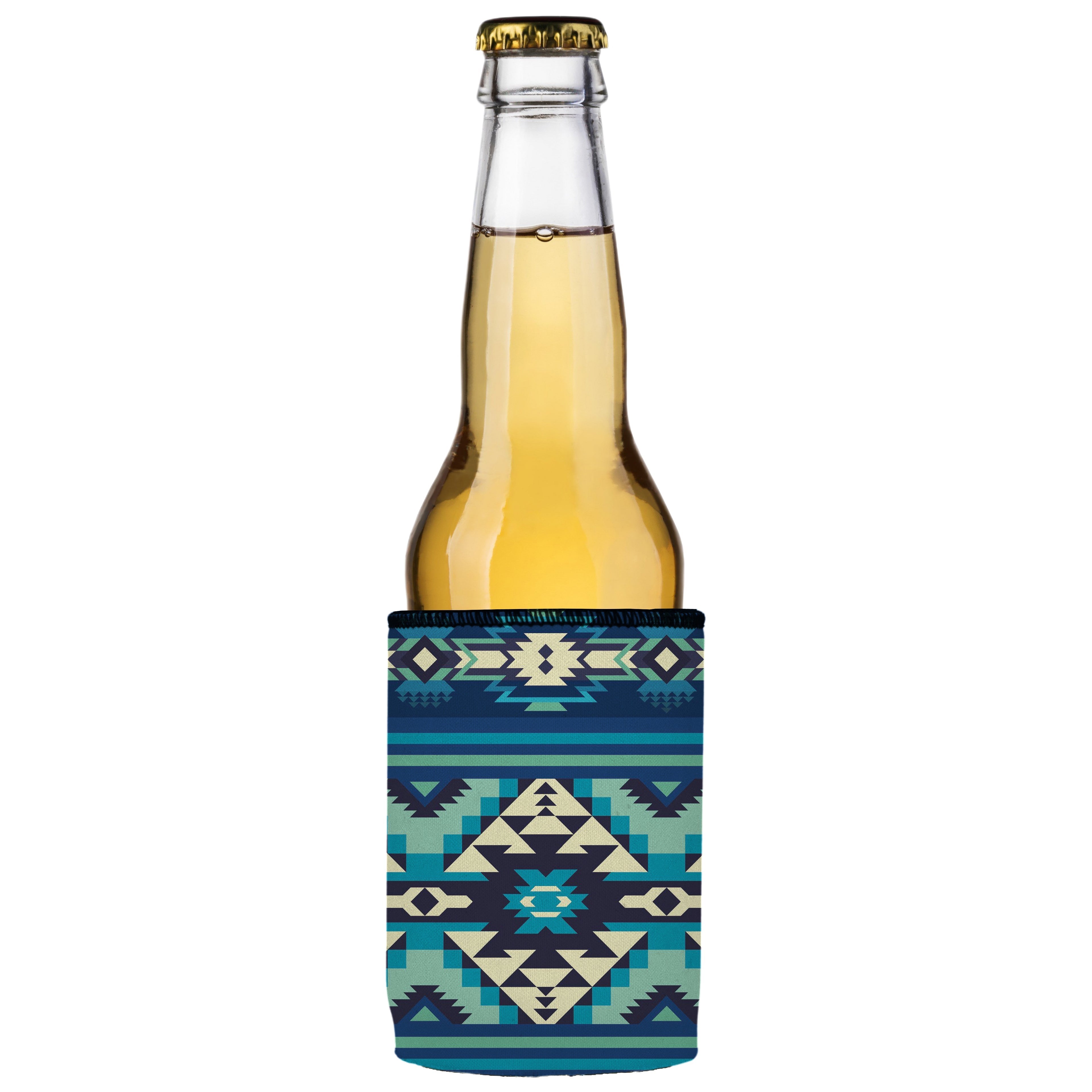Blue Navajo Rug Stubby Cooler 2-Pack - Standard 4