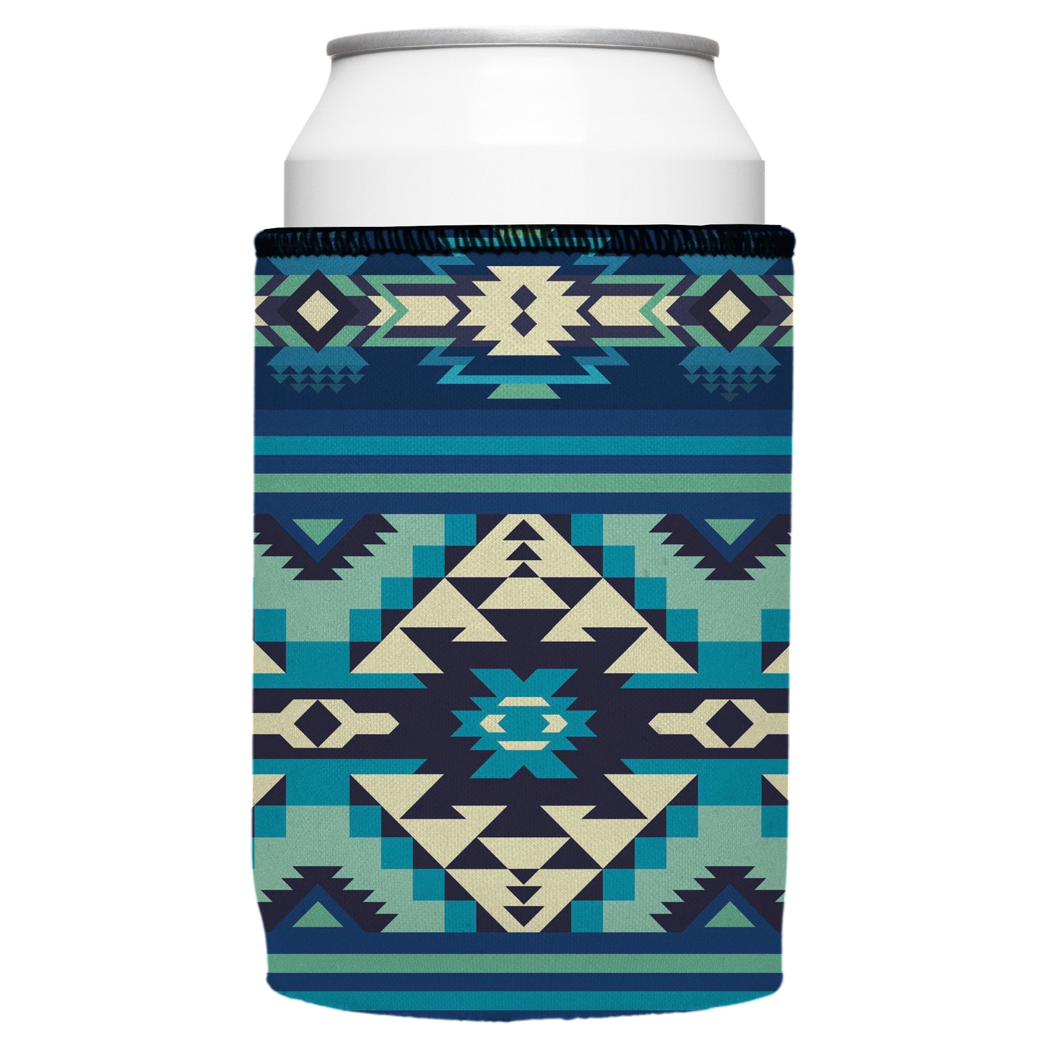 Blue Navajo Rug Stubby Cooler 2-Pack - Standard 5