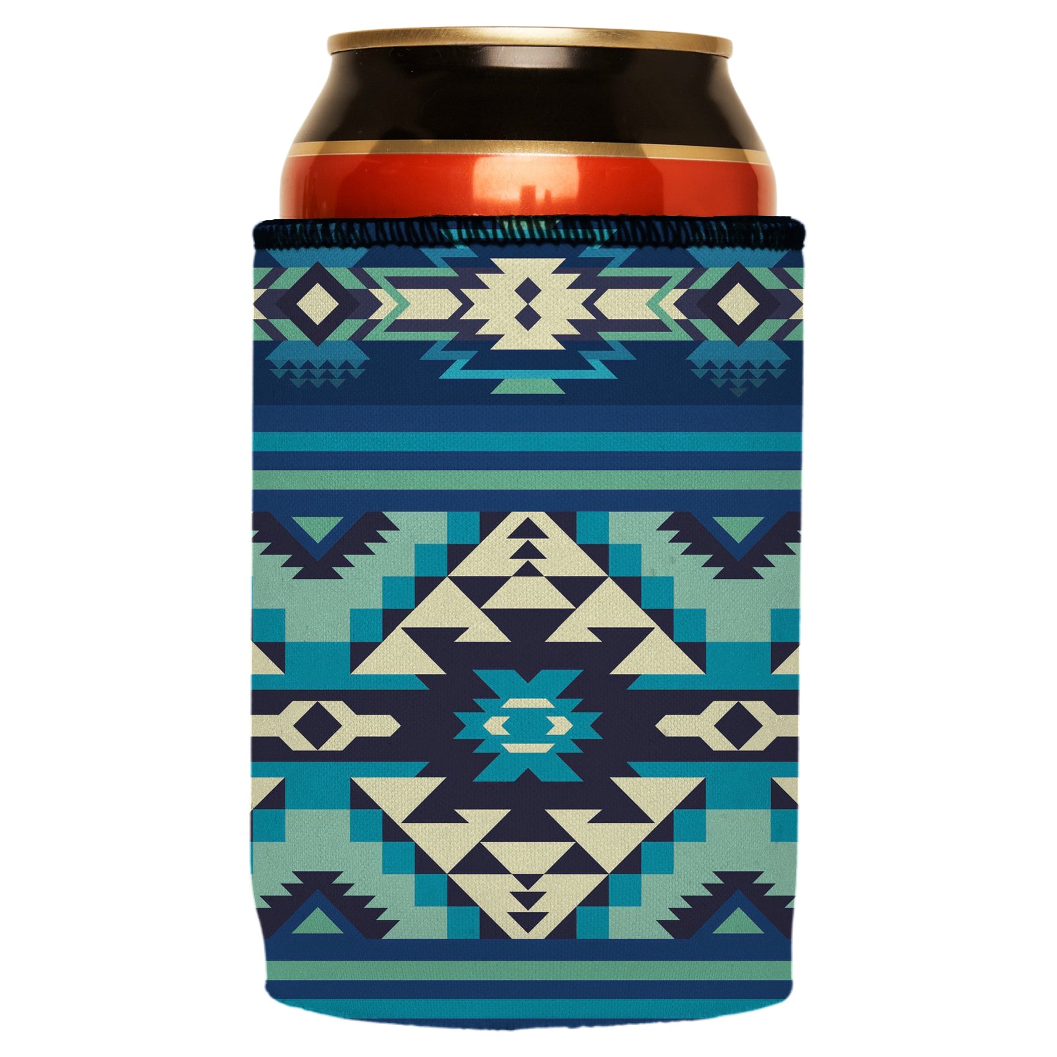 Blue Navajo Rug Stubby Cooler - Standard 6