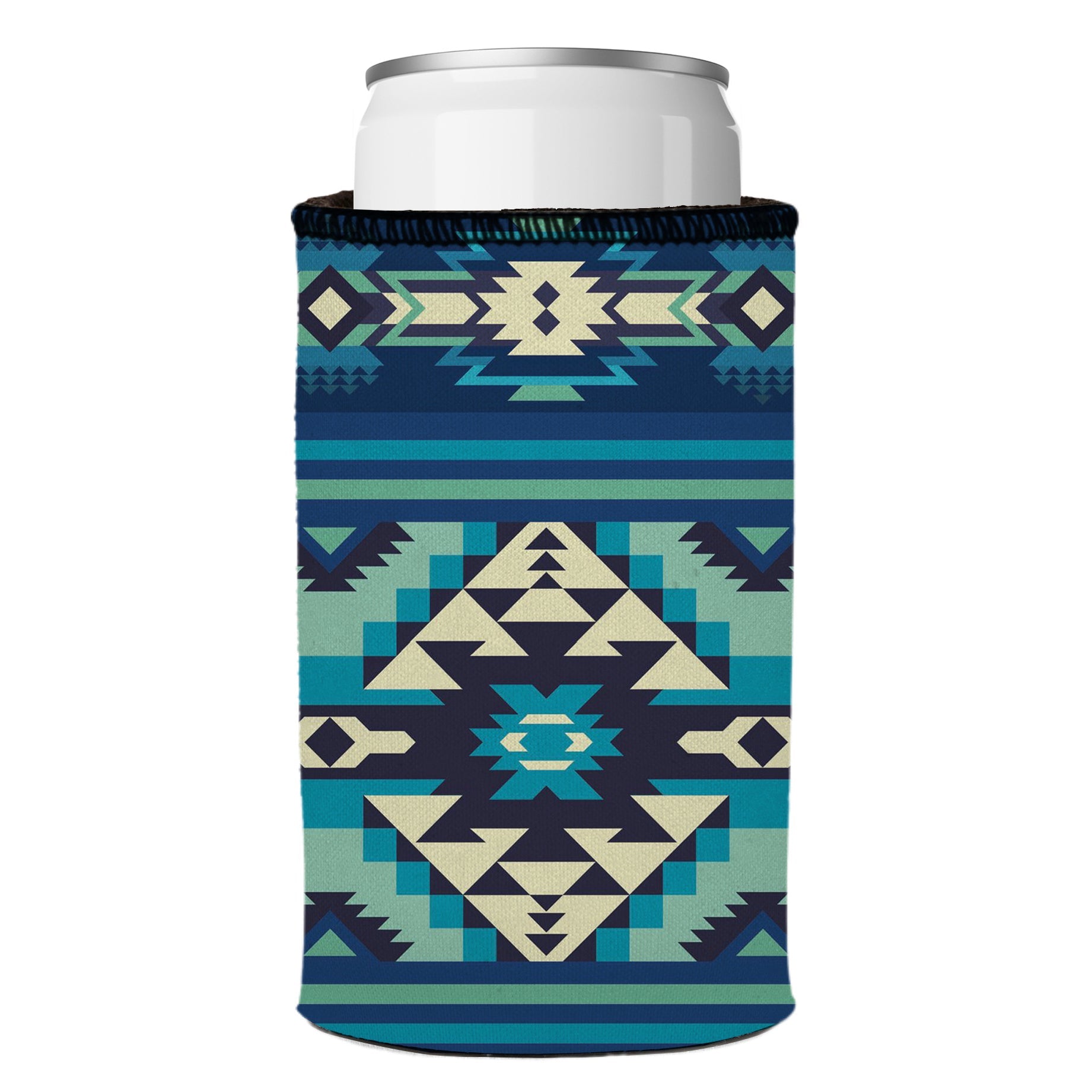 Blue Navajo Rug Stubby Cooler - Standard 7