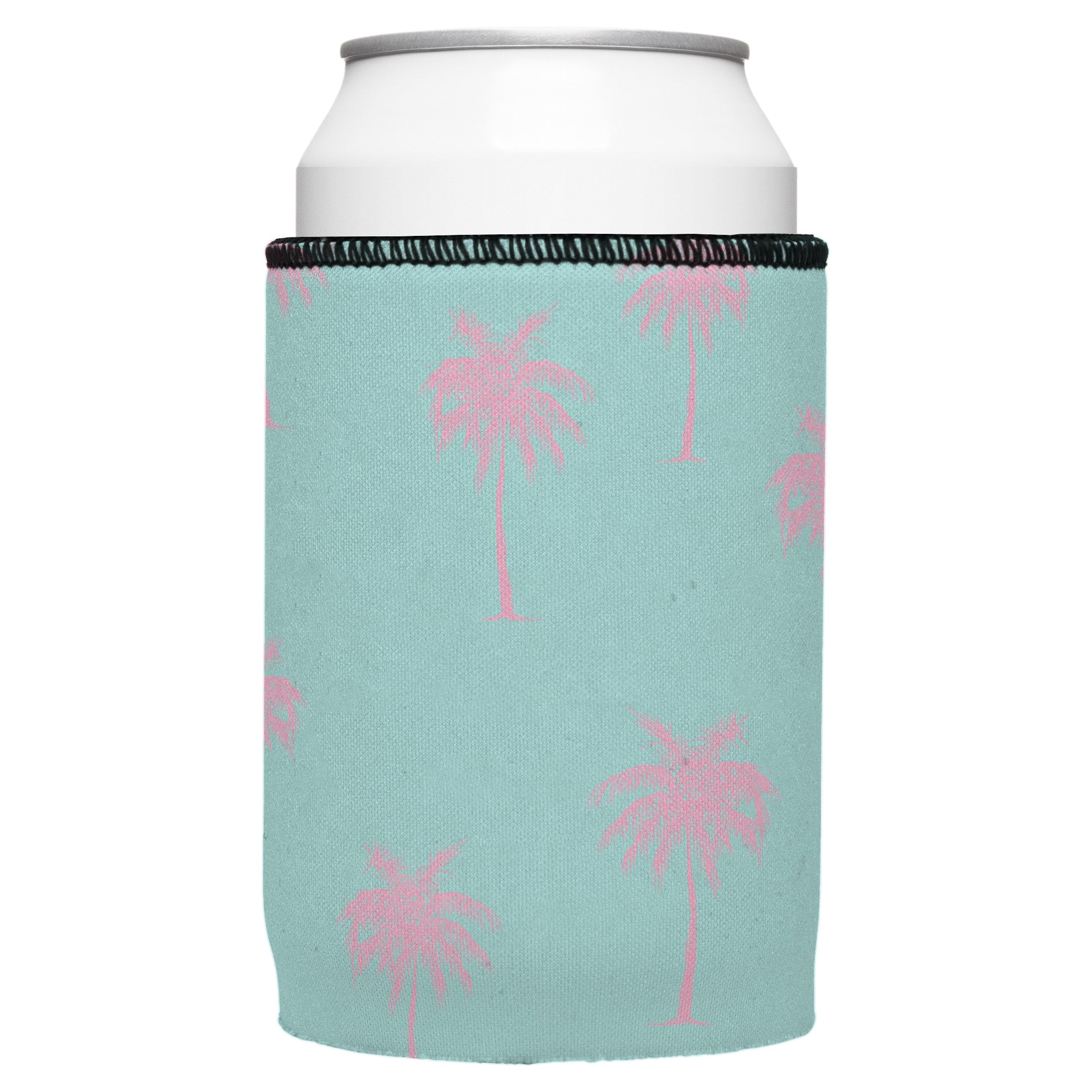 Palm Trees Pink Aqua Stubby Cooler - Standard 6