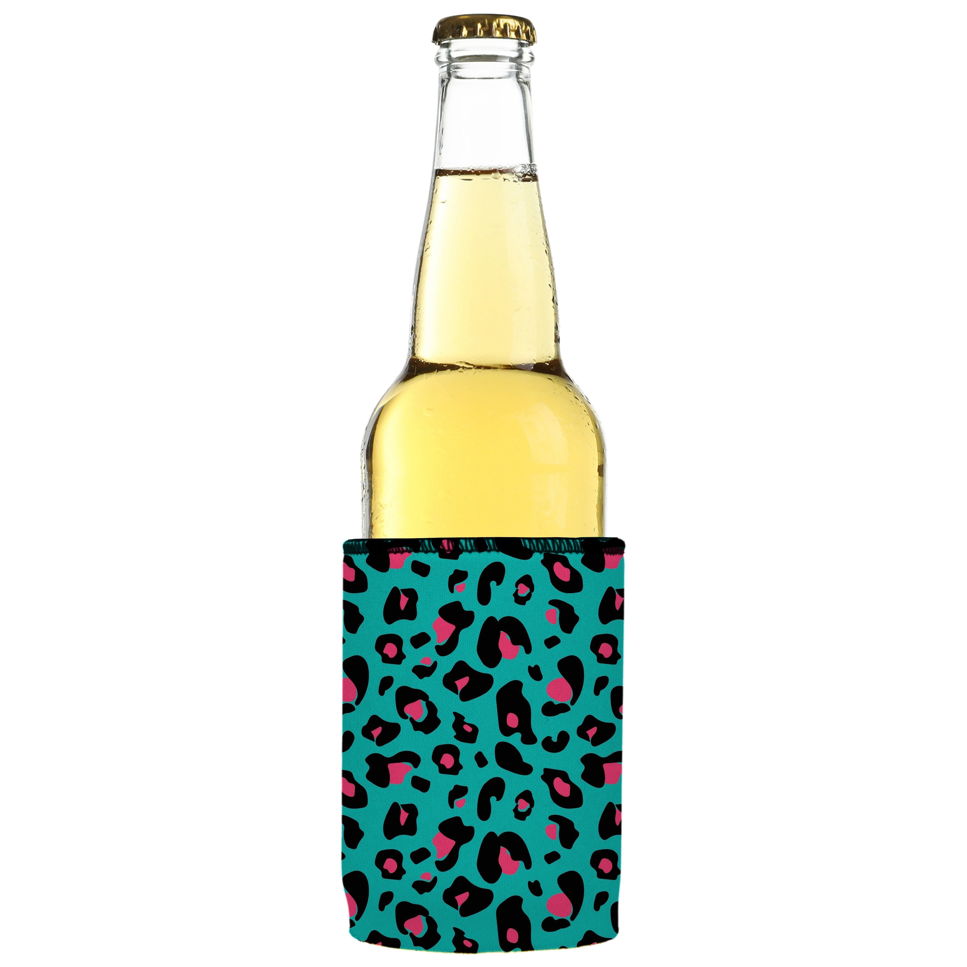 Teal Leopard Pattern Stubby Cooler 2-Pack - Standard 4