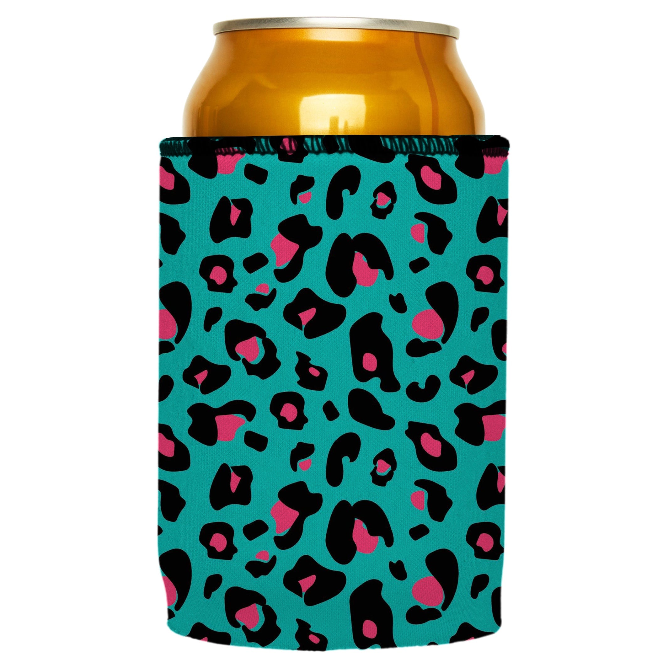 Teal Leopard Pattern Stubby Cooler - Standard 6
